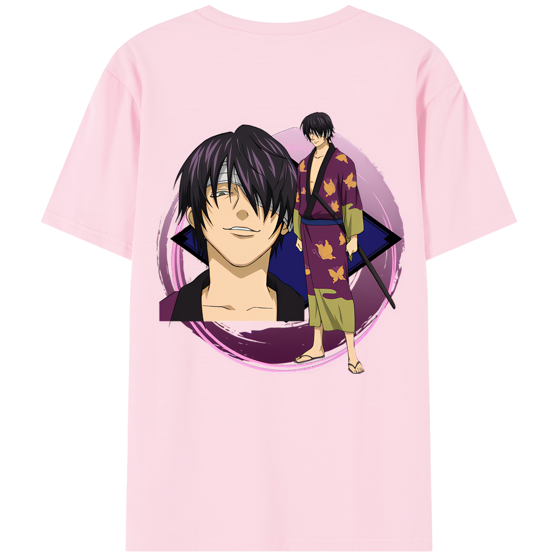 （画像用） ぎんたま 坂田銀時（さかたぎんとき） 神楽 志村新八（しむら しんぱち） GINTAMA Sakata Gintoki Kagura Shimura Shinpachi 綿100％半袖Tシャツ（背面プリント）