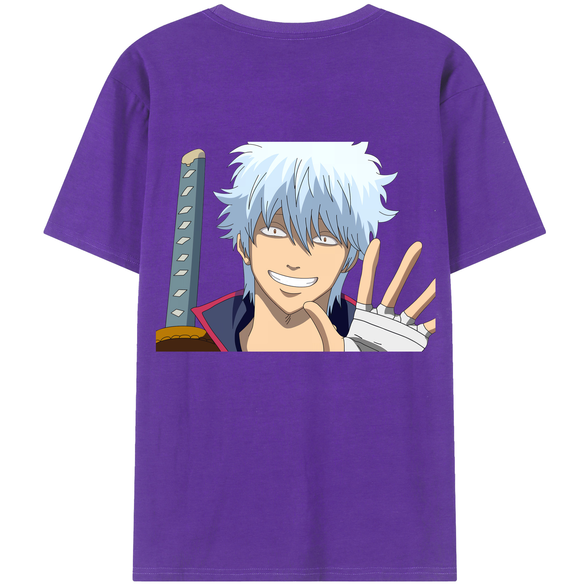 （画像用） ぎんたま 坂田銀時（さかたぎんとき） 神楽 志村新八（しむら しんぱち） GINTAMA Sakata Gintoki Kagura Shimura Shinpachi 綿100％半袖Tシャツ（背面プリント）