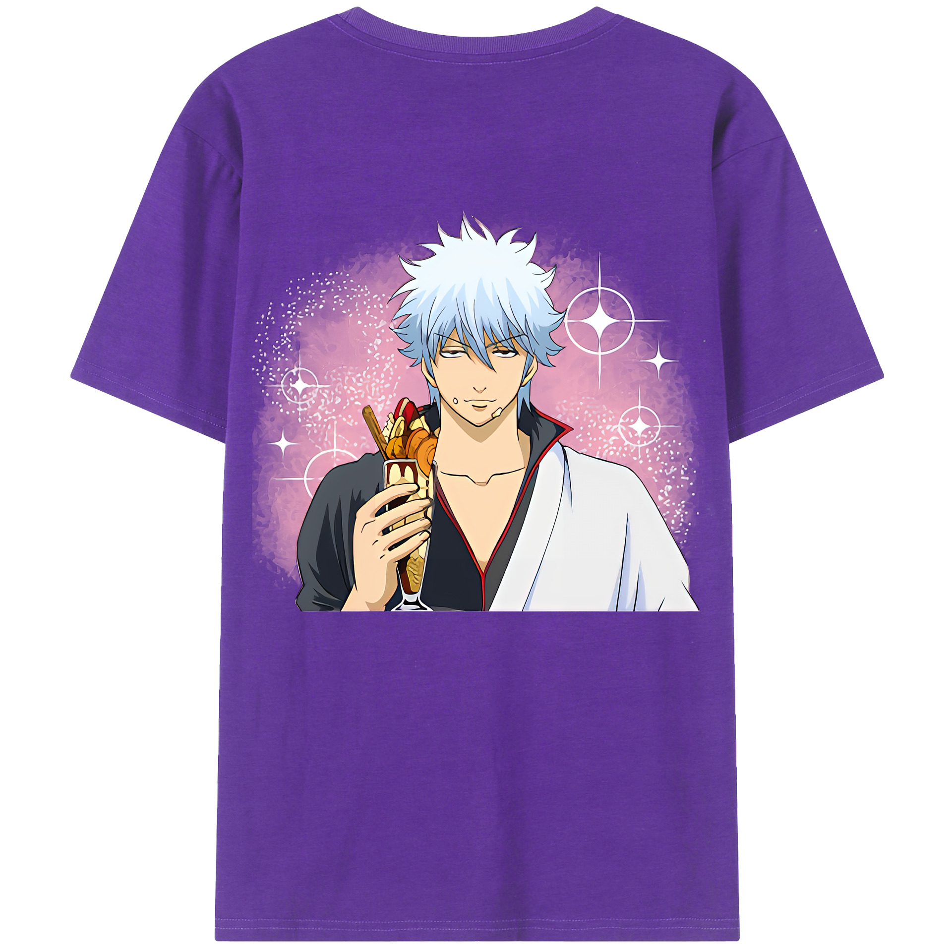 （画像用） ぎんたま 坂田銀時（さかたぎんとき） 神楽 志村新八（しむら しんぱち） GINTAMA Sakata Gintoki Kagura Shimura Shinpachi 綿100％半袖Tシャツ（背面プリント）