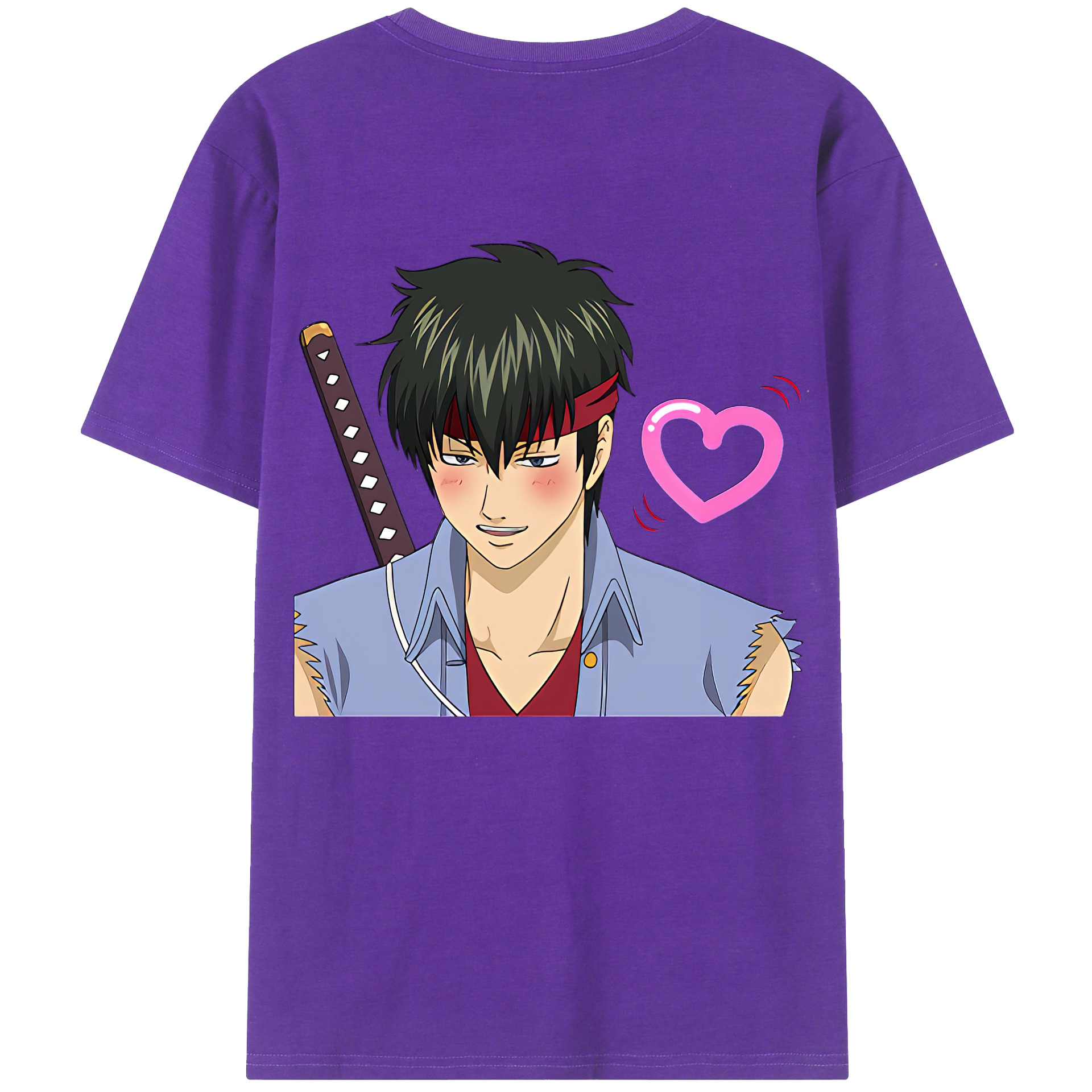 （画像用） ぎんたま 坂田銀時（さかたぎんとき） 神楽 志村新八（しむら しんぱち） GINTAMA Sakata Gintoki Kagura Shimura Shinpachi 綿100％半袖Tシャツ（背面プリント）