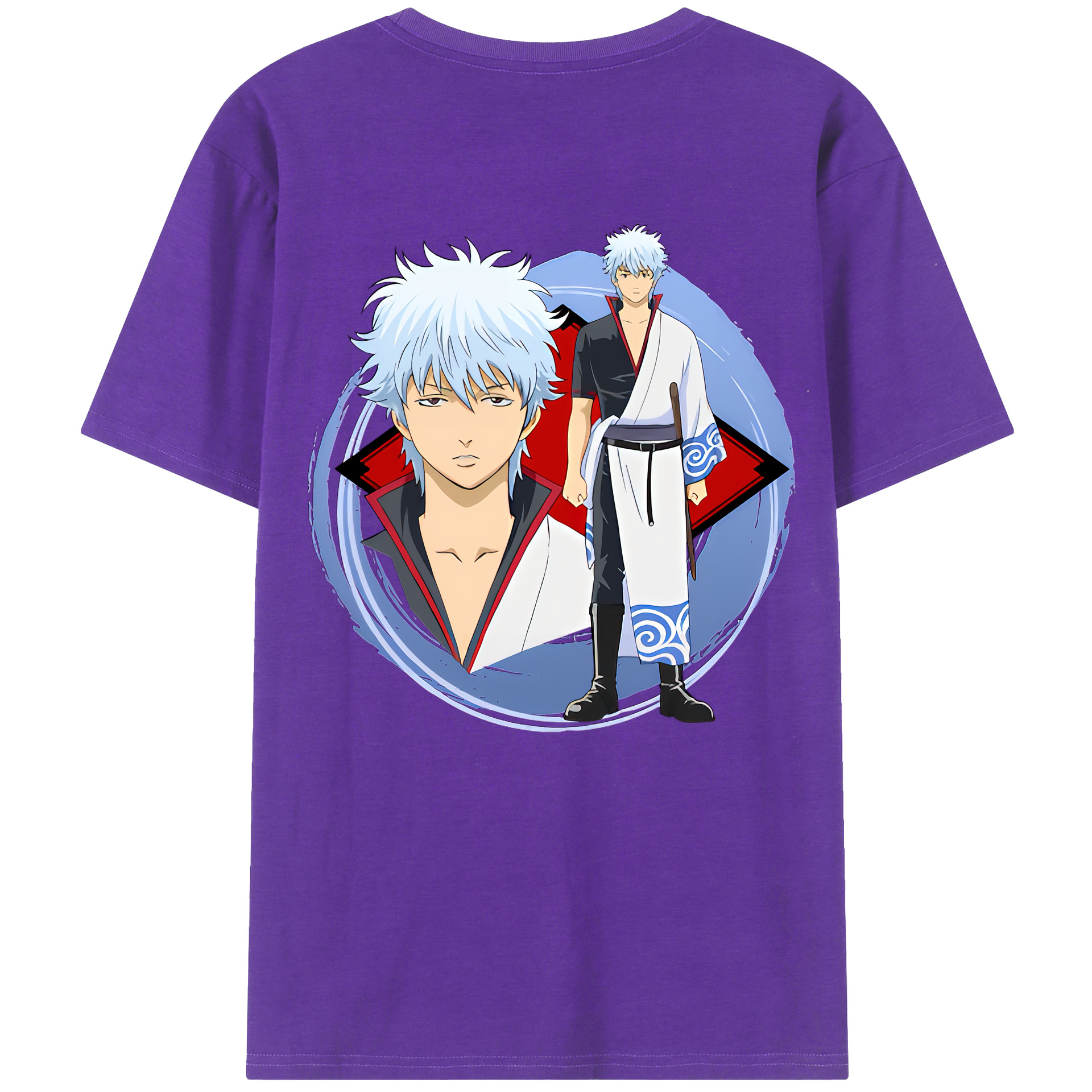 （画像用） ぎんたま 坂田銀時（さかたぎんとき） 神楽 志村新八（しむら しんぱち） GINTAMA Sakata Gintoki Kagura Shimura Shinpachi 綿100％半袖Tシャツ（背面プリント）