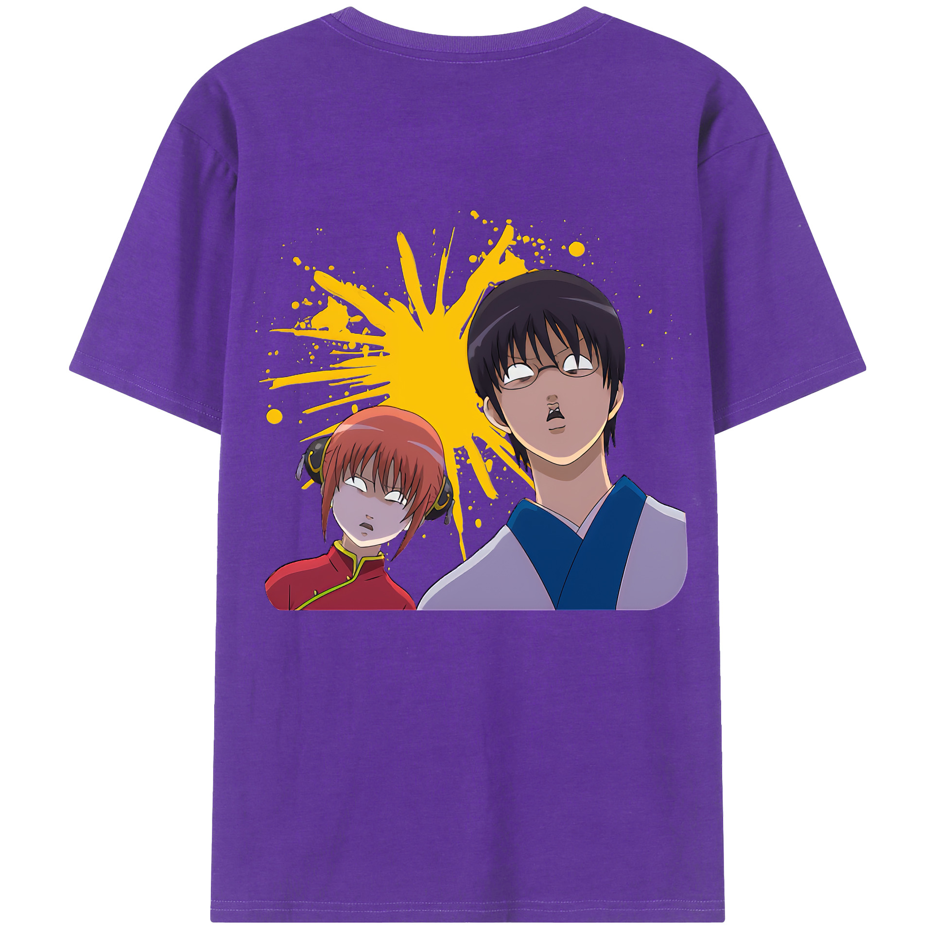（画像用） ぎんたま 坂田銀時（さかたぎんとき） 神楽 志村新八（しむら しんぱち） GINTAMA Sakata Gintoki Kagura Shimura Shinpachi 綿100％半袖Tシャツ（背面プリント）