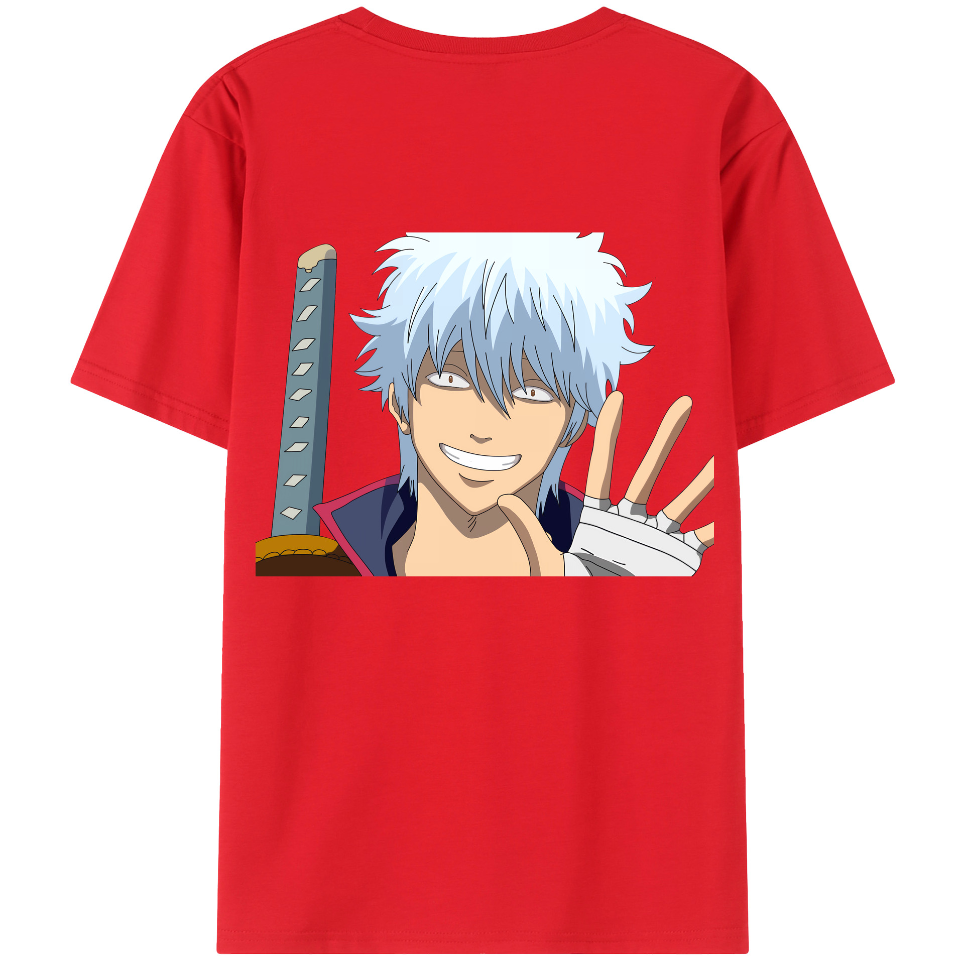（画像用） ぎんたま 坂田銀時（さかたぎんとき） 神楽 志村新八（しむら しんぱち） GINTAMA Sakata Gintoki Kagura Shimura Shinpachi 綿100％半袖Tシャツ（背面プリント）