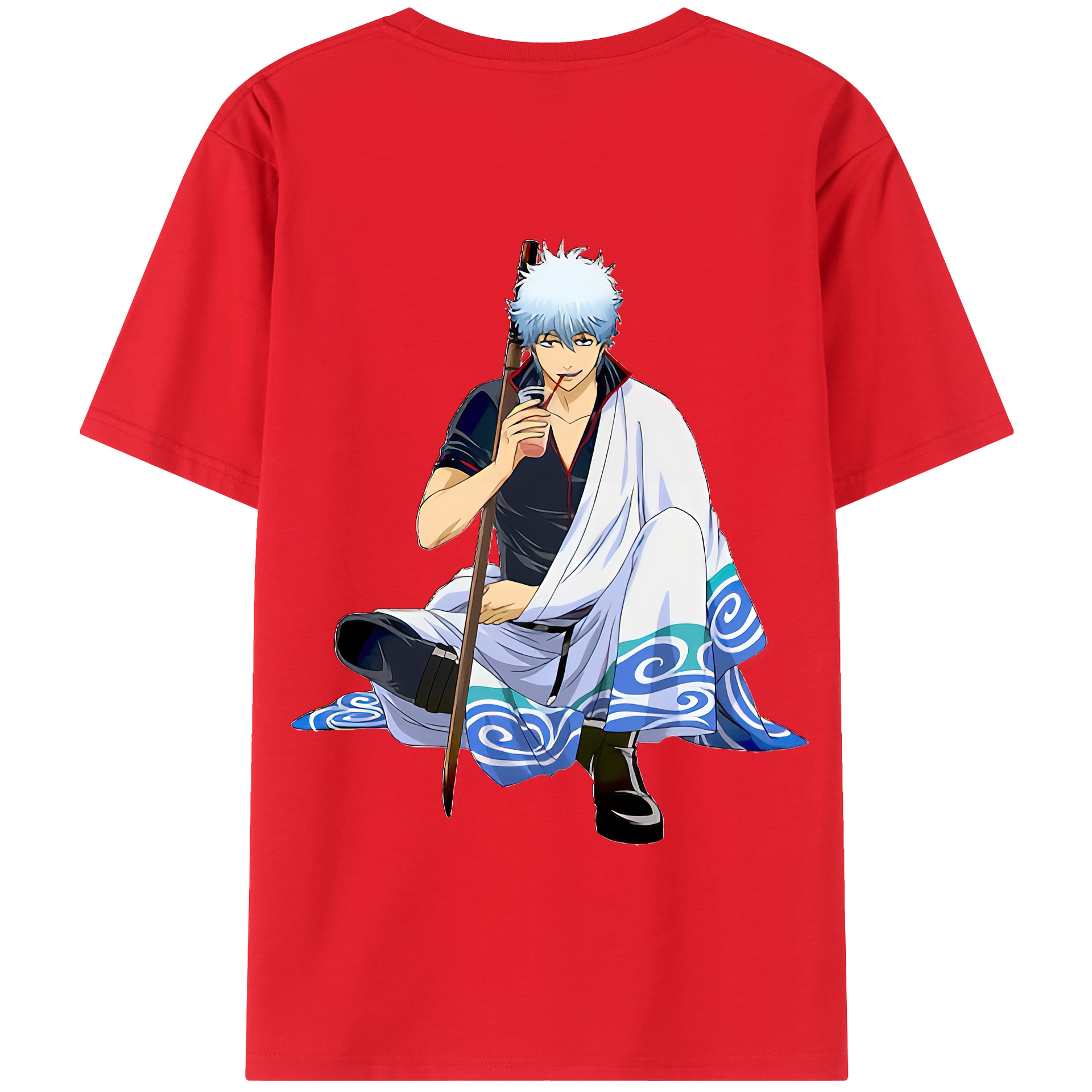 （画像用） ぎんたま 坂田銀時（さかたぎんとき） 神楽 志村新八（しむら しんぱち） GINTAMA Sakata Gintoki Kagura Shimura Shinpachi 綿100％半袖Tシャツ（背面プリント）