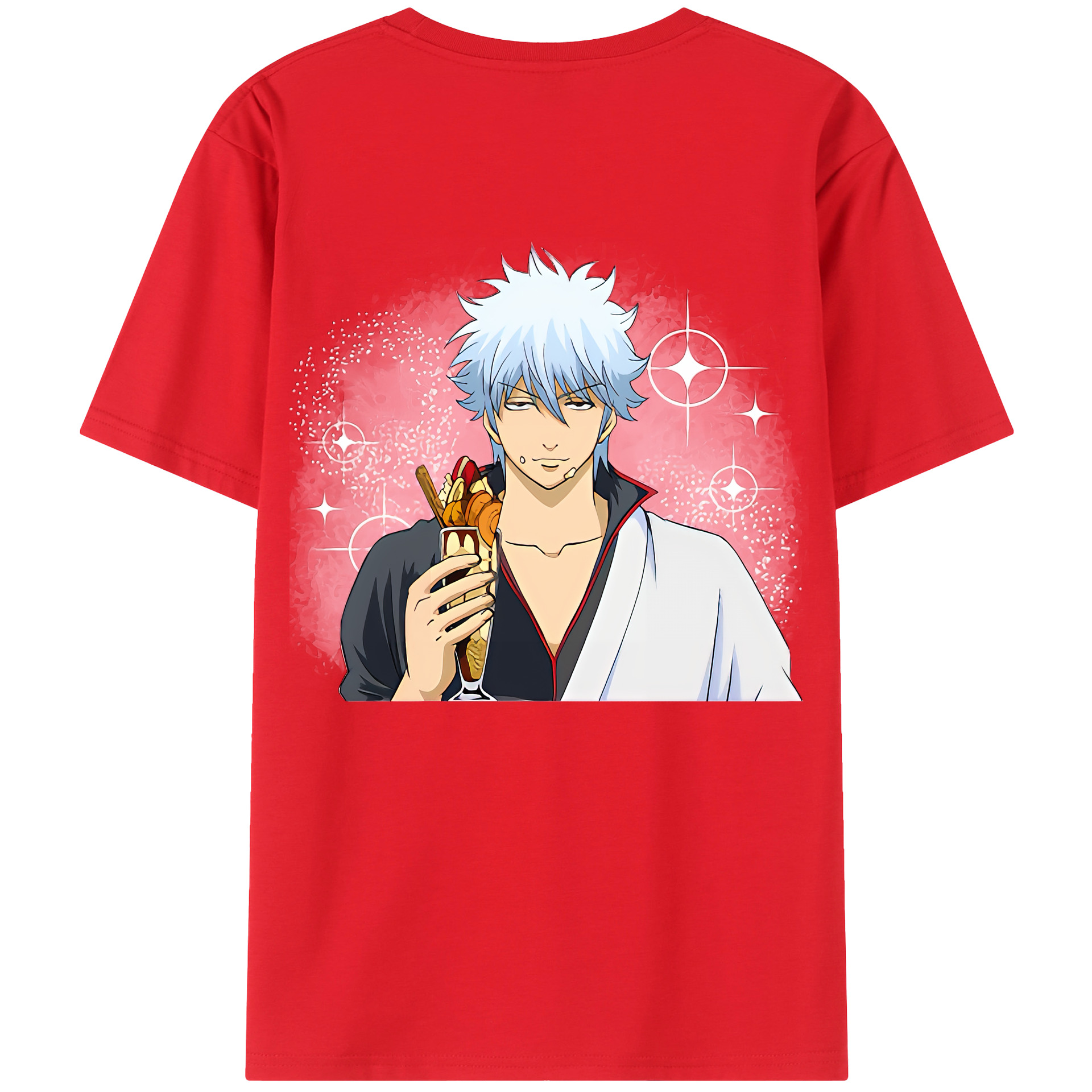 （画像用） ぎんたま 坂田銀時（さかたぎんとき） 神楽 志村新八（しむら しんぱち） GINTAMA Sakata Gintoki Kagura Shimura Shinpachi 綿100％半袖Tシャツ（背面プリント）
