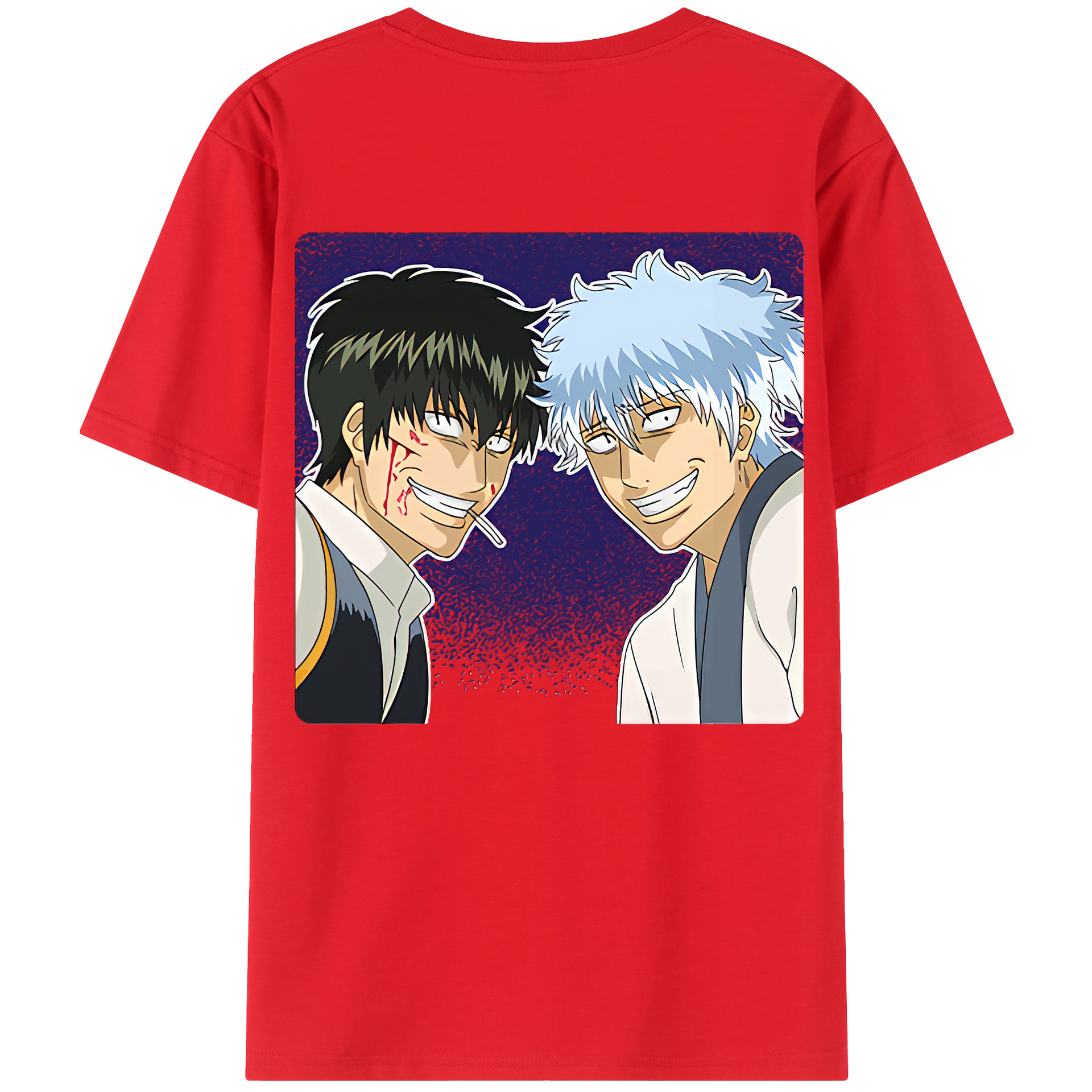 （画像用） ぎんたま 坂田銀時（さかたぎんとき） 神楽 志村新八（しむら しんぱち） GINTAMA Sakata Gintoki Kagura Shimura Shinpachi 綿100％半袖Tシャツ（背面プリント）