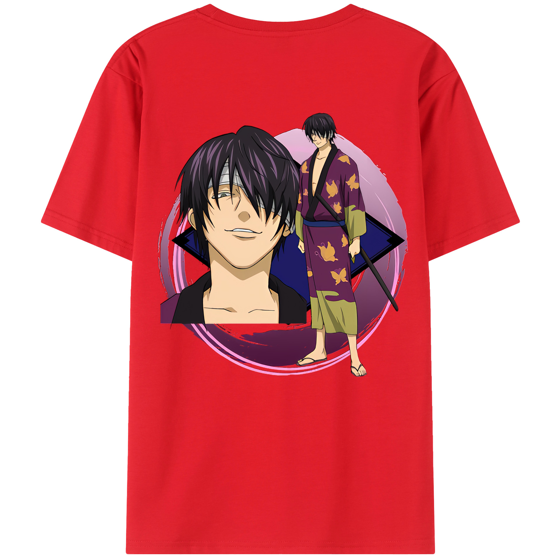 （画像用） ぎんたま 坂田銀時（さかたぎんとき） 神楽 志村新八（しむら しんぱち） GINTAMA Sakata Gintoki Kagura Shimura Shinpachi 綿100％半袖Tシャツ（背面プリント）