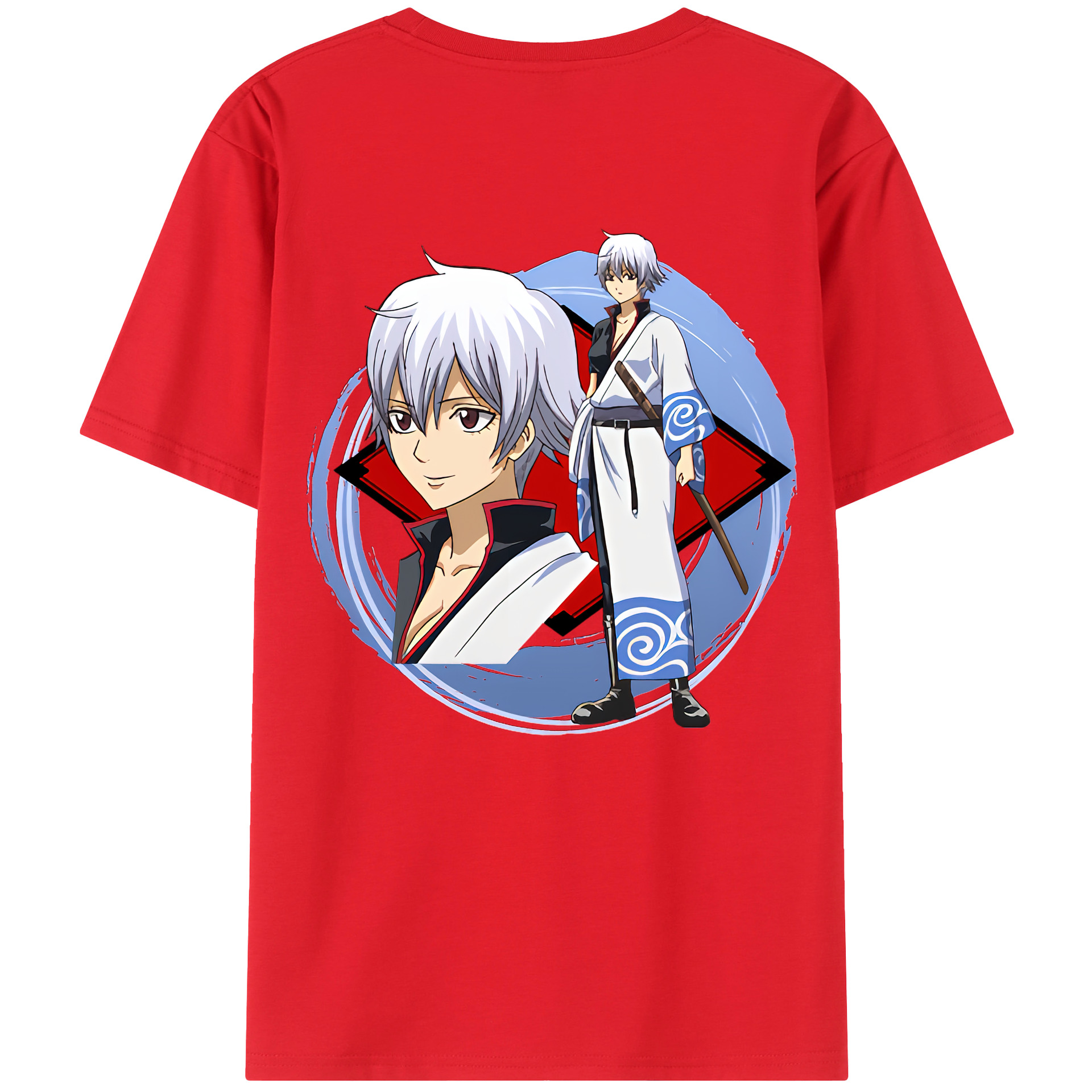 （画像用） ぎんたま 坂田銀時（さかたぎんとき） 神楽 志村新八（しむら しんぱち） GINTAMA Sakata Gintoki Kagura Shimura Shinpachi 綿100％半袖Tシャツ（背面プリント）
