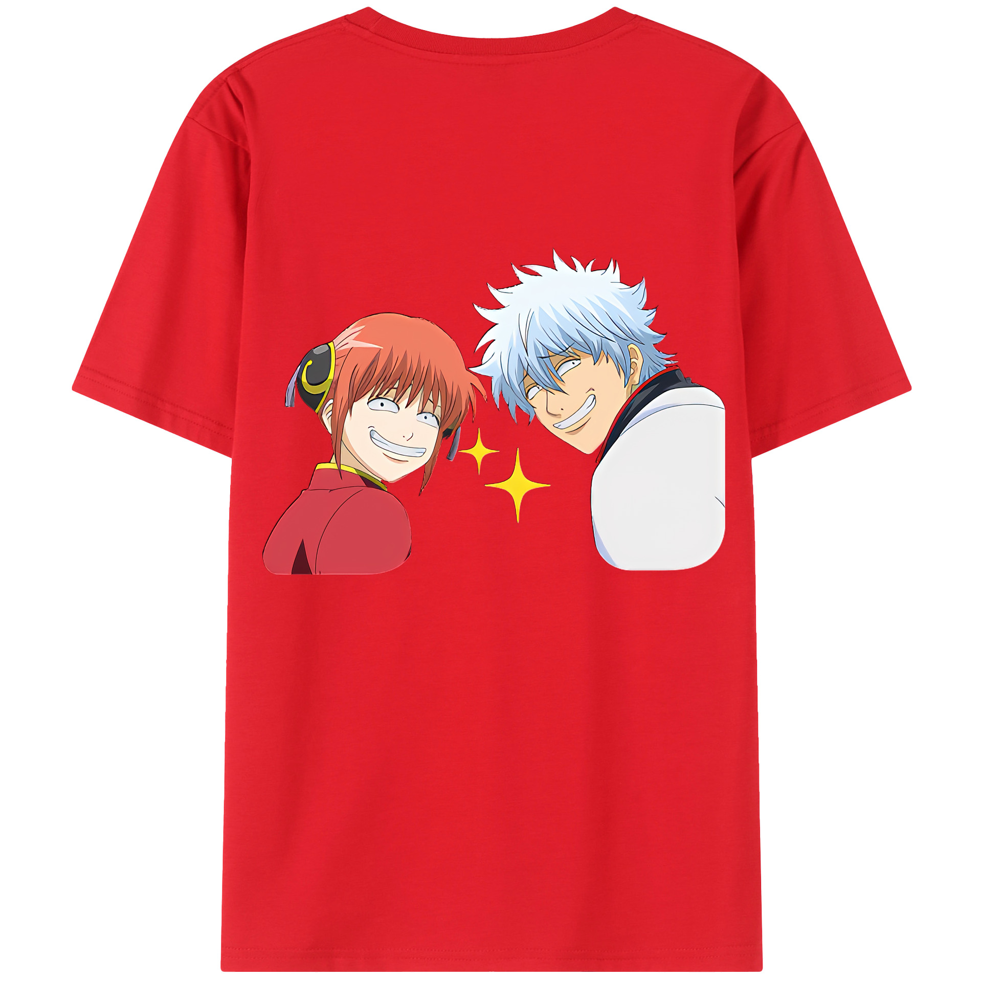 （画像用） ぎんたま 坂田銀時（さかたぎんとき） 神楽 志村新八（しむら しんぱち） GINTAMA Sakata Gintoki Kagura Shimura Shinpachi 綿100％半袖Tシャツ（背面プリント）