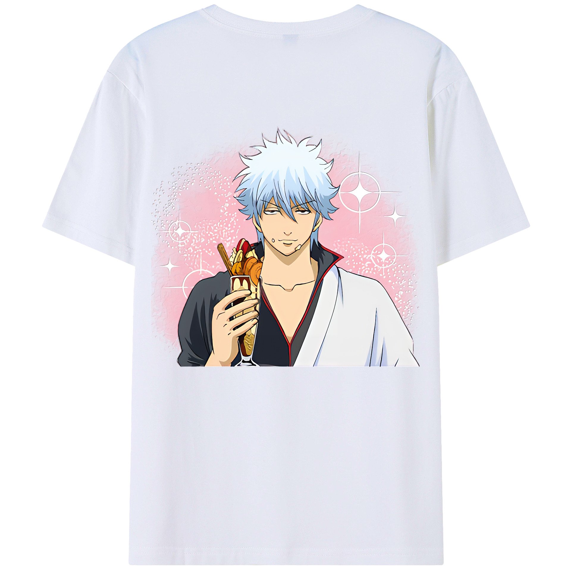 （画像用） ぎんたま 坂田銀時（さかたぎんとき） 神楽 志村新八（しむら しんぱち） GINTAMA Sakata Gintoki Kagura Shimura Shinpachi 綿100％半袖Tシャツ（背面プリント）