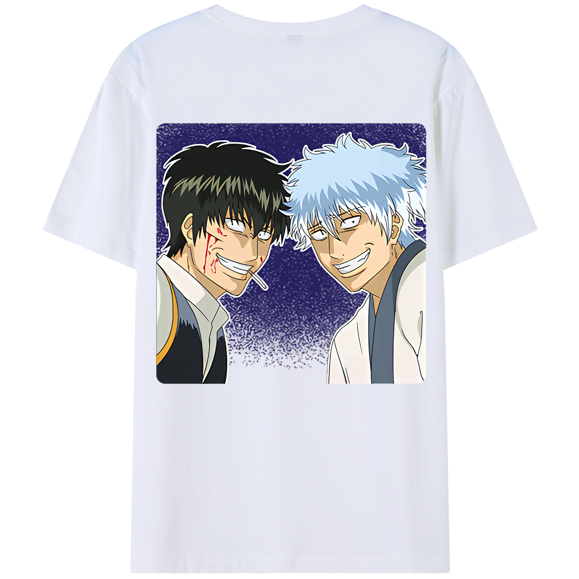 （画像用） ぎんたま 坂田銀時（さかたぎんとき） 神楽 志村新八（しむら しんぱち） GINTAMA Sakata Gintoki Kagura Shimura Shinpachi 綿100％半袖Tシャツ（背面プリント）