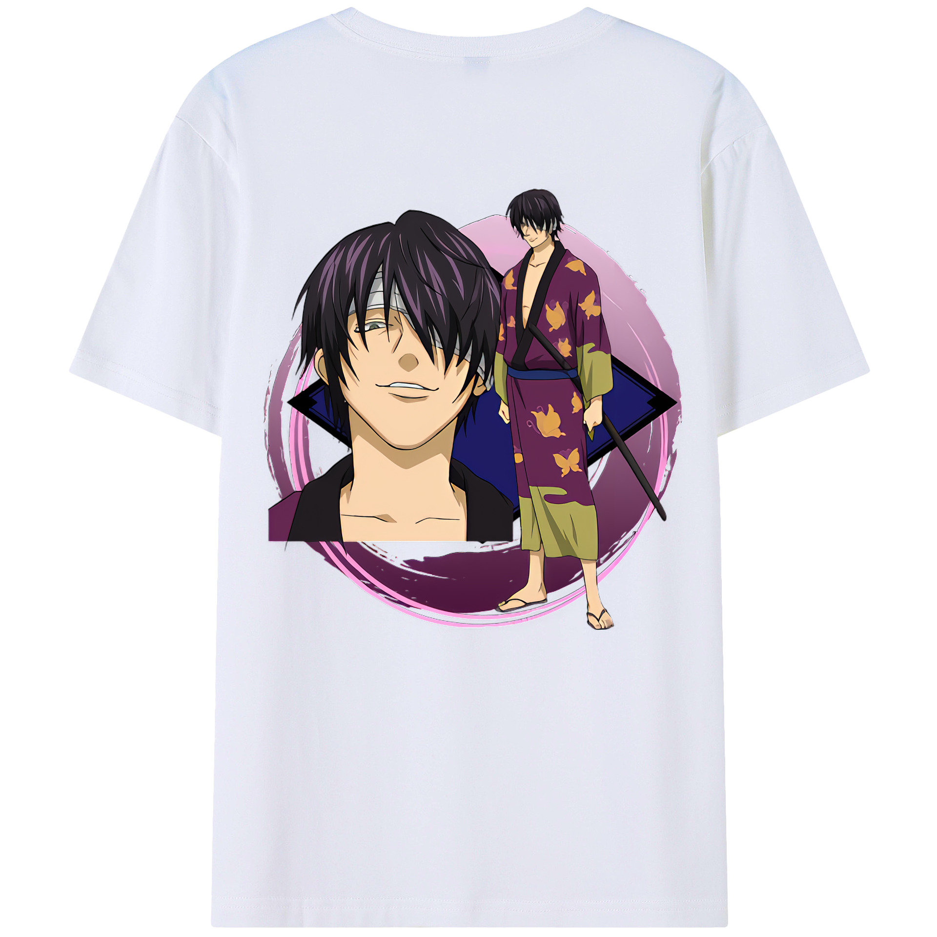 （画像用） ぎんたま 坂田銀時（さかたぎんとき） 神楽 志村新八（しむら しんぱち） GINTAMA Sakata Gintoki Kagura Shimura Shinpachi 綿100％半袖Tシャツ（背面プリント）