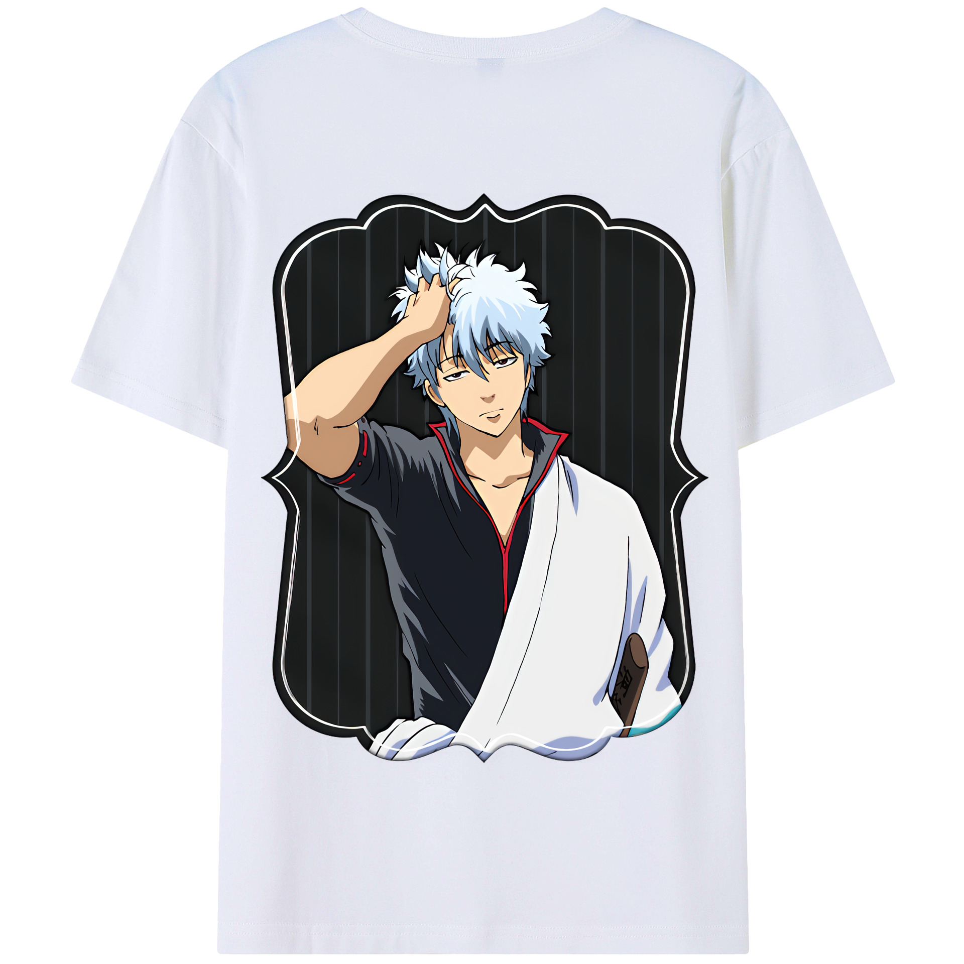 （画像用） ぎんたま 坂田銀時（さかたぎんとき） 神楽 志村新八（しむら しんぱち） GINTAMA Sakata Gintoki Kagura Shimura Shinpachi 綿100％半袖Tシャツ（背面プリント）