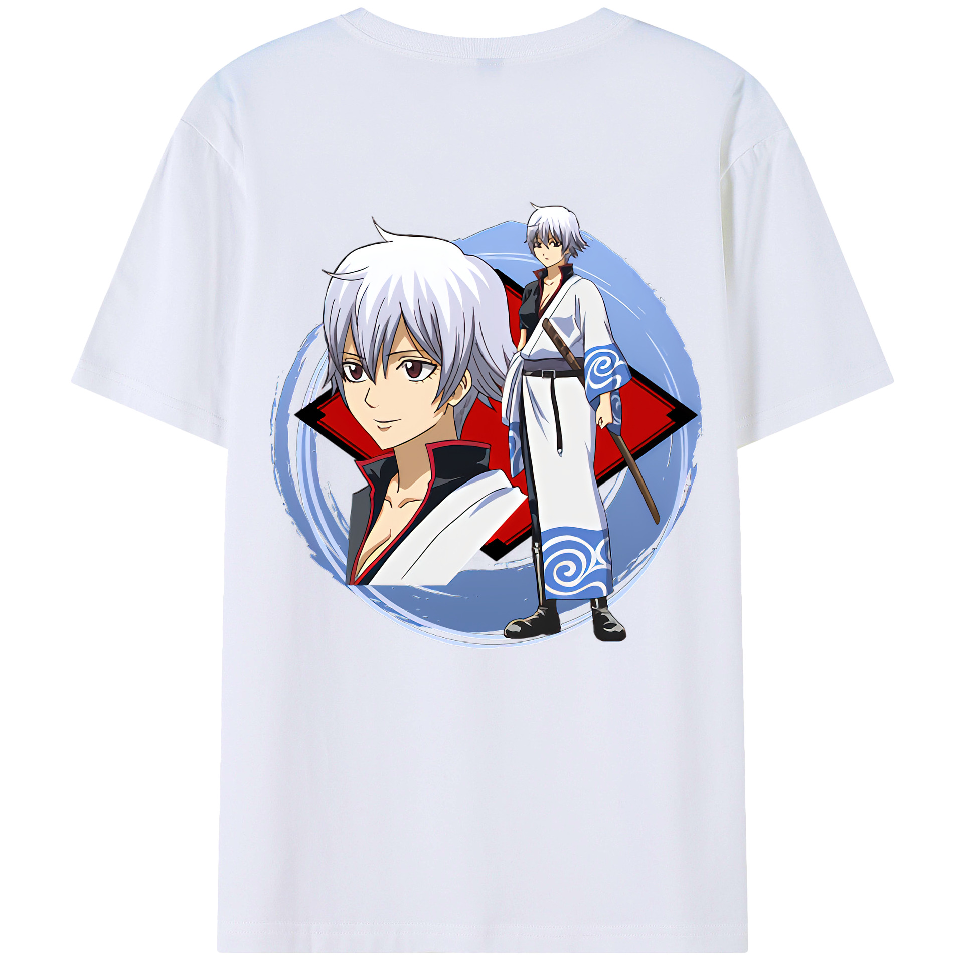 （画像用） ぎんたま 坂田銀時（さかたぎんとき） 神楽 志村新八（しむら しんぱち） GINTAMA Sakata Gintoki Kagura Shimura Shinpachi 綿100％半袖Tシャツ（背面プリント）