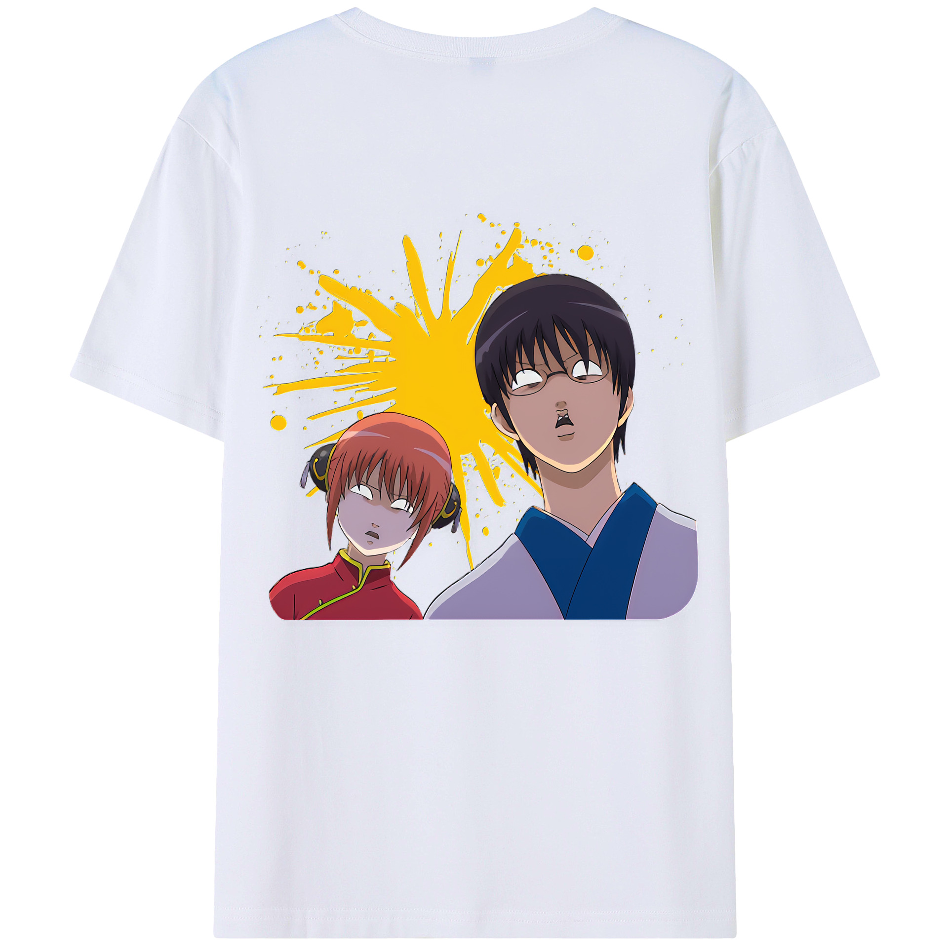 （画像用） ぎんたま 坂田銀時（さかたぎんとき） 神楽 志村新八（しむら しんぱち） GINTAMA Sakata Gintoki Kagura Shimura Shinpachi 綿100％半袖Tシャツ（背面プリント）