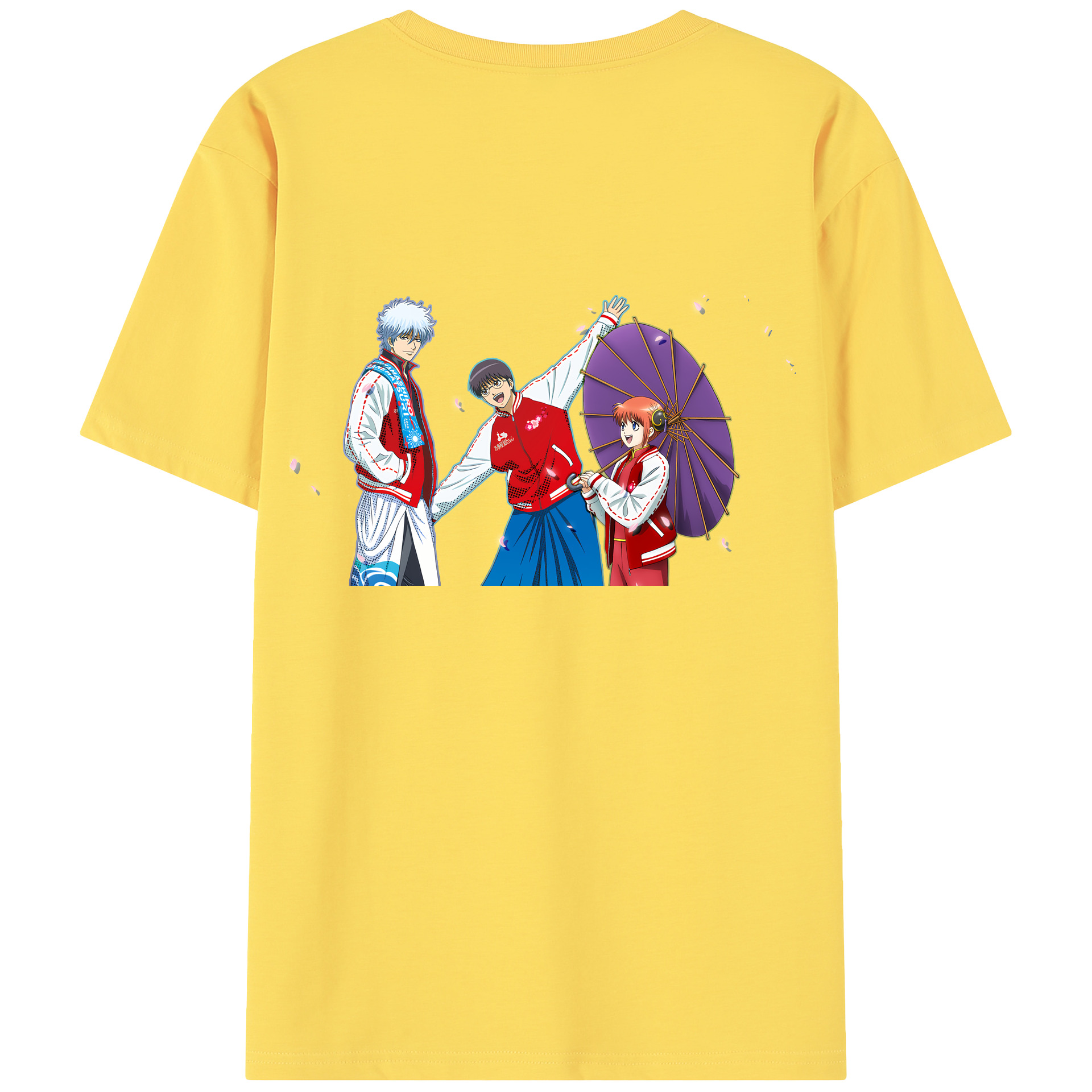 （画像用） ぎんたま 坂田銀時（さかたぎんとき） 神楽 志村新八（しむら しんぱち） GINTAMA Sakata Gintoki Kagura Shimura Shinpachi 綿100％半袖Tシャツ（背面プリント）