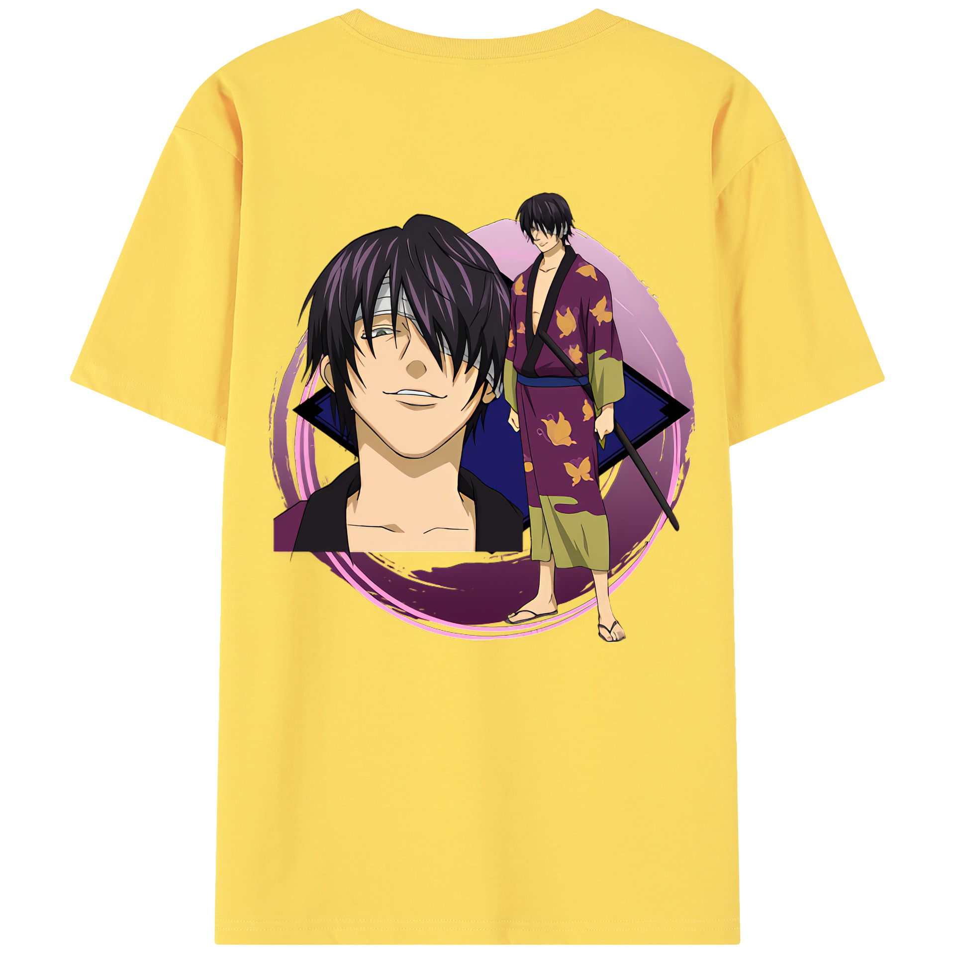 （画像用） ぎんたま 坂田銀時（さかたぎんとき） 神楽 志村新八（しむら しんぱち） GINTAMA Sakata Gintoki Kagura Shimura Shinpachi 綿100％半袖Tシャツ（背面プリント）