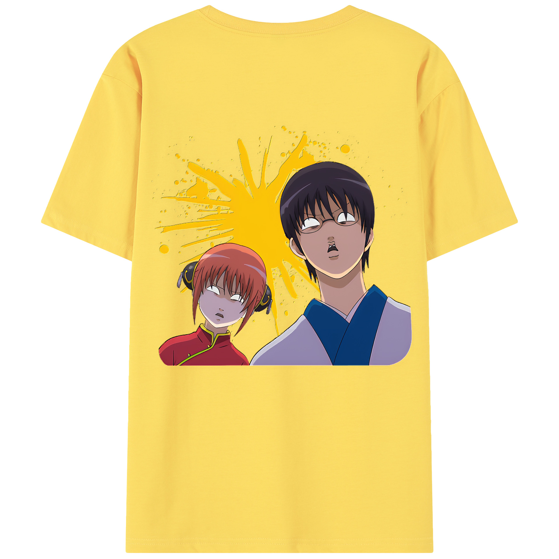 （画像用） ぎんたま 坂田銀時（さかたぎんとき） 神楽 志村新八（しむら しんぱち） GINTAMA Sakata Gintoki Kagura Shimura Shinpachi 綿100％半袖Tシャツ（背面プリント）