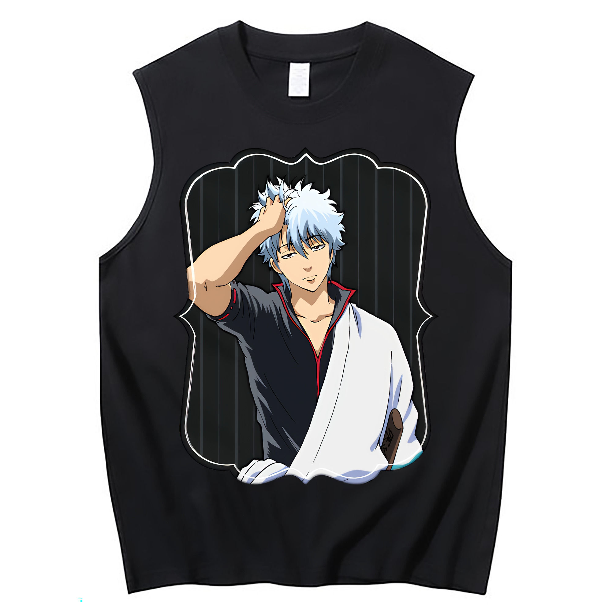 （画像用） ぎんたま 坂田銀時（さかたぎんとき） 神楽 志村新八（しむら しんぱち） GINTAMA Sakata Gintoki Kagura Shimura Shinpachi コットン100％タンクトップ（フロントプリント）