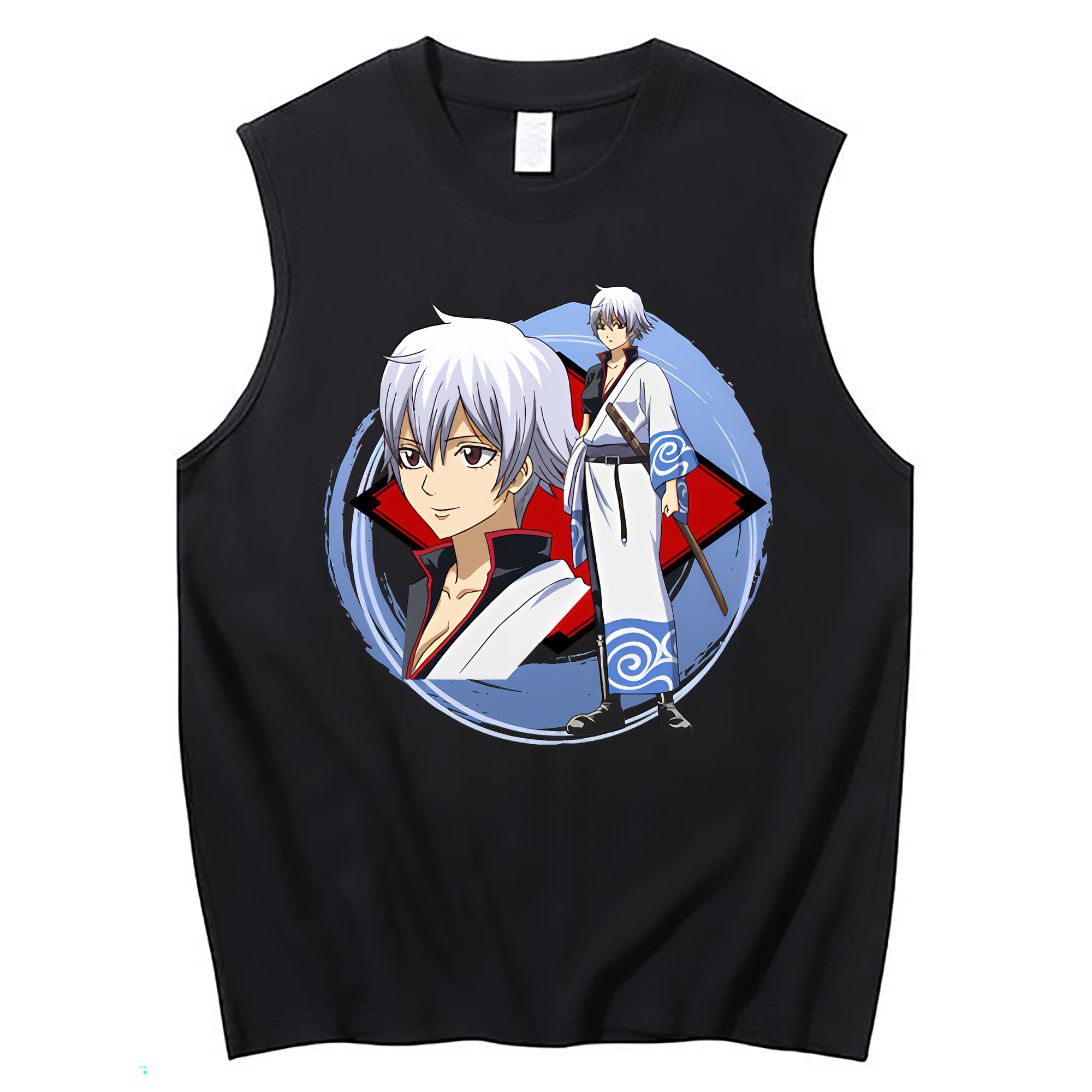 （画像用） ぎんたま 坂田銀時（さかたぎんとき） 神楽 志村新八（しむら しんぱち） GINTAMA Sakata Gintoki Kagura Shimura Shinpachi コットン100％タンクトップ（フロントプリント）