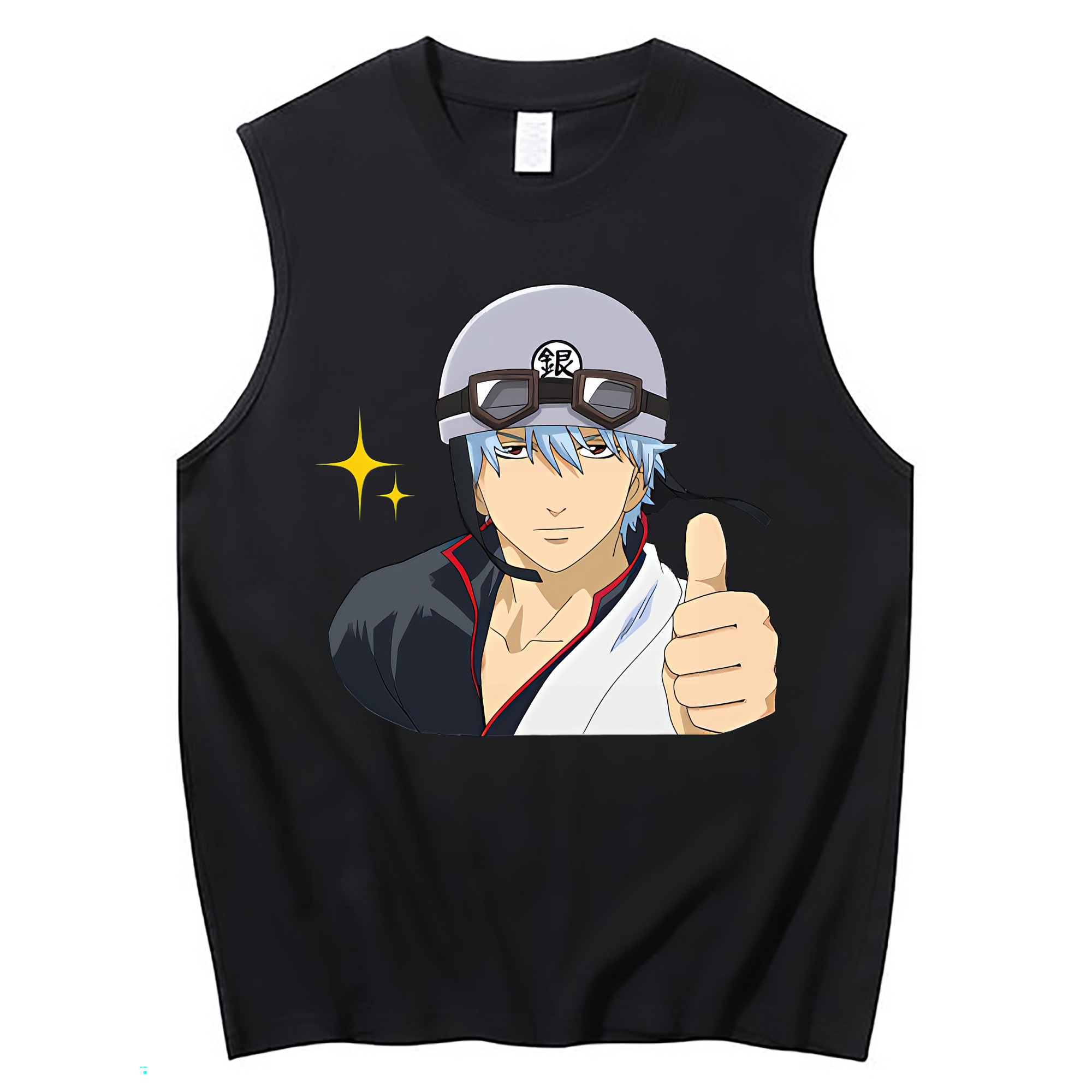 （画像用） ぎんたま 坂田銀時（さかたぎんとき） 神楽 志村新八（しむら しんぱち） GINTAMA Sakata Gintoki Kagura Shimura Shinpachi コットン100％タンクトップ（フロントプリント）