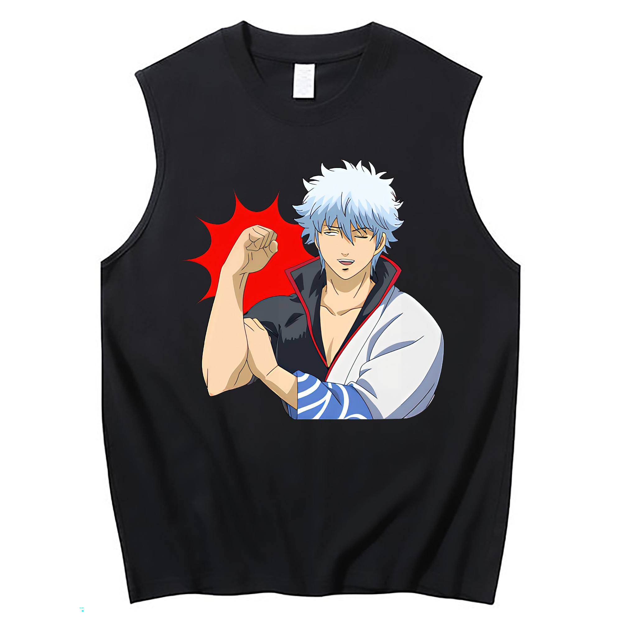 （画像用） ぎんたま 坂田銀時（さかたぎんとき） 神楽 志村新八（しむら しんぱち） GINTAMA Sakata Gintoki Kagura Shimura Shinpachi コットン100％タンクトップ（フロントプリント）
