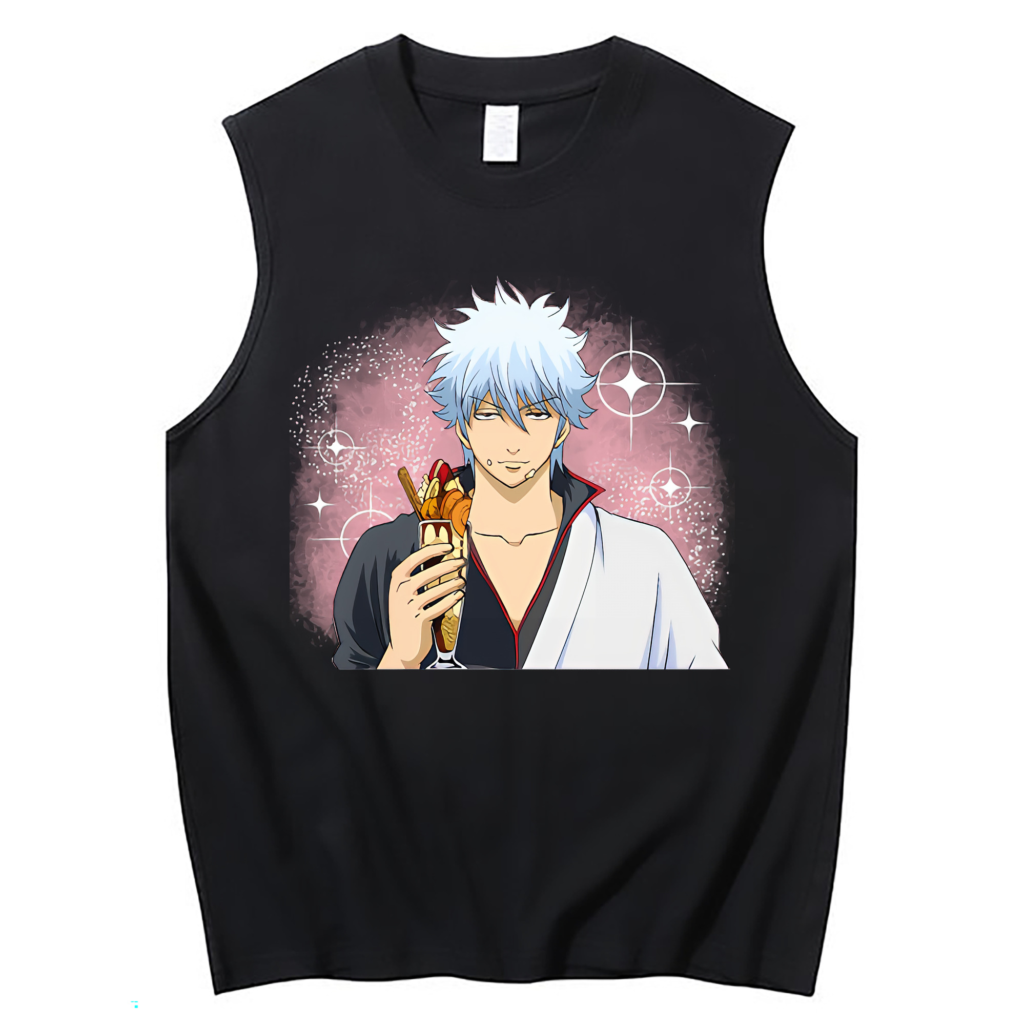 （画像用） ぎんたま 坂田銀時（さかたぎんとき） 神楽 志村新八（しむら しんぱち） GINTAMA Sakata Gintoki Kagura Shimura Shinpachi コットン100％タンクトップ（フロントプリント）