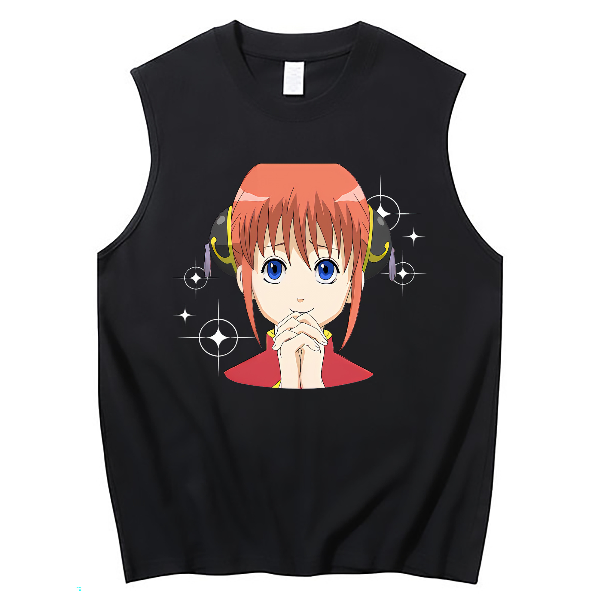 （画像用） ぎんたま 坂田銀時（さかたぎんとき） 神楽 志村新八（しむら しんぱち） GINTAMA Sakata Gintoki Kagura Shimura Shinpachi コットン100％タンクトップ（フロントプリント）