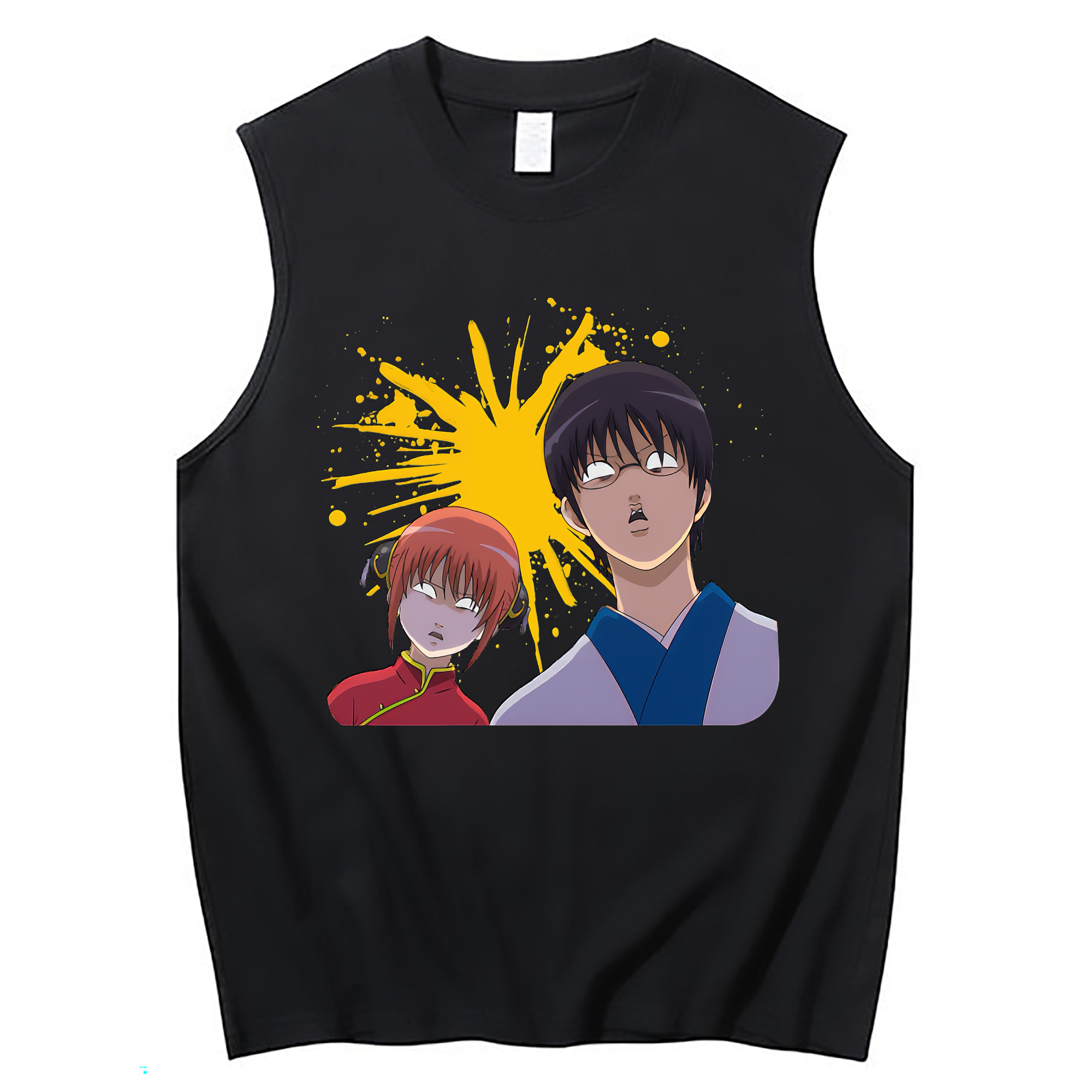 （画像用） ぎんたま 坂田銀時（さかたぎんとき） 神楽 志村新八（しむら しんぱち） GINTAMA Sakata Gintoki Kagura Shimura Shinpachi コットン100％タンクトップ（フロントプリント）