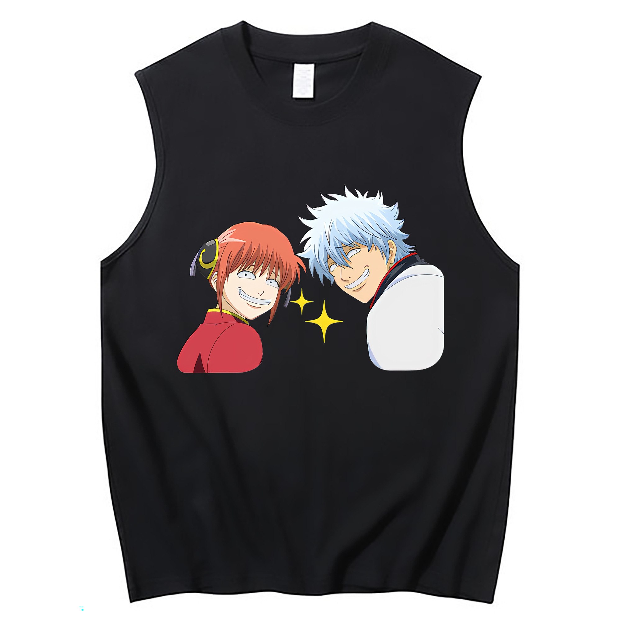 （画像用） ぎんたま 坂田銀時（さかたぎんとき） 神楽 志村新八（しむら しんぱち） GINTAMA Sakata Gintoki Kagura Shimura Shinpachi コットン100％タンクトップ（フロントプリント）