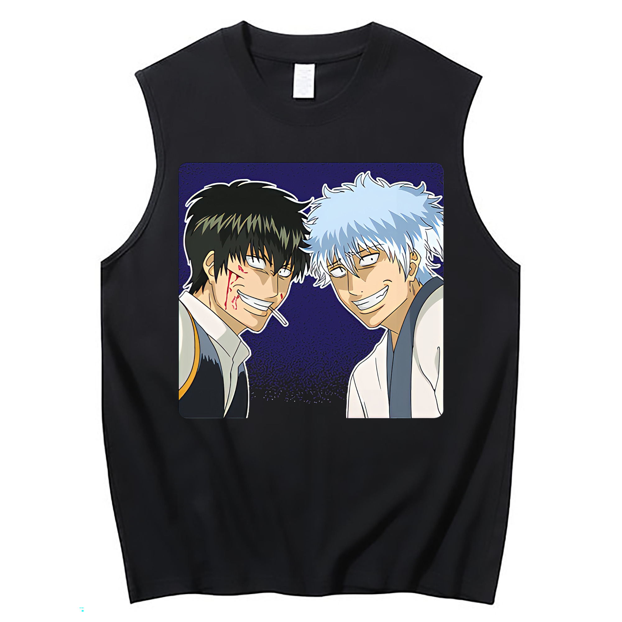 （画像用） ぎんたま 坂田銀時（さかたぎんとき） 神楽 志村新八（しむら しんぱち） GINTAMA Sakata Gintoki Kagura Shimura Shinpachi コットン100％タンクトップ（フロントプリント）