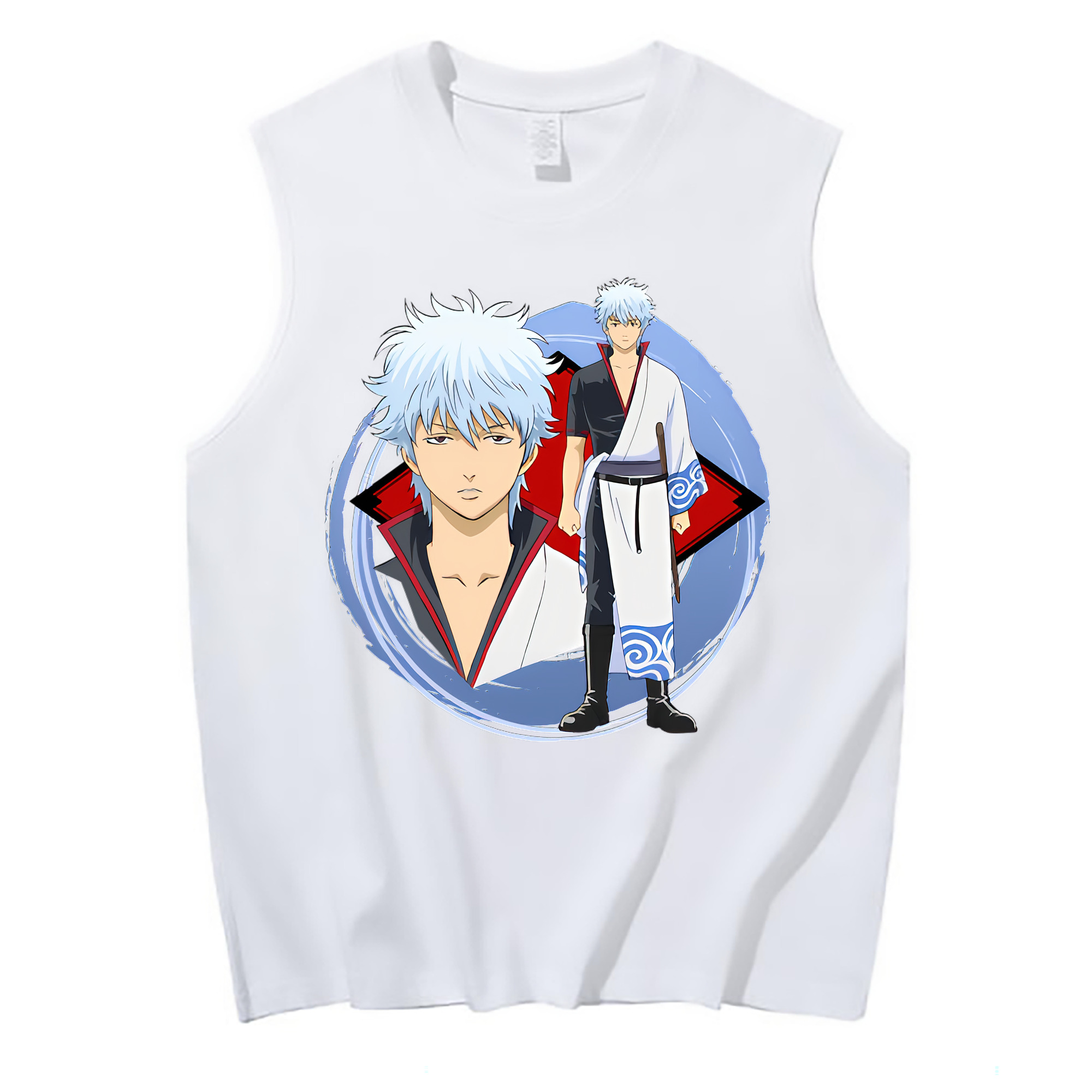 （画像用） ぎんたま 坂田銀時（さかたぎんとき） 神楽 志村新八（しむら しんぱち） GINTAMA Sakata Gintoki Kagura Shimura Shinpachi コットン100％タンクトップ（フロントプリント）