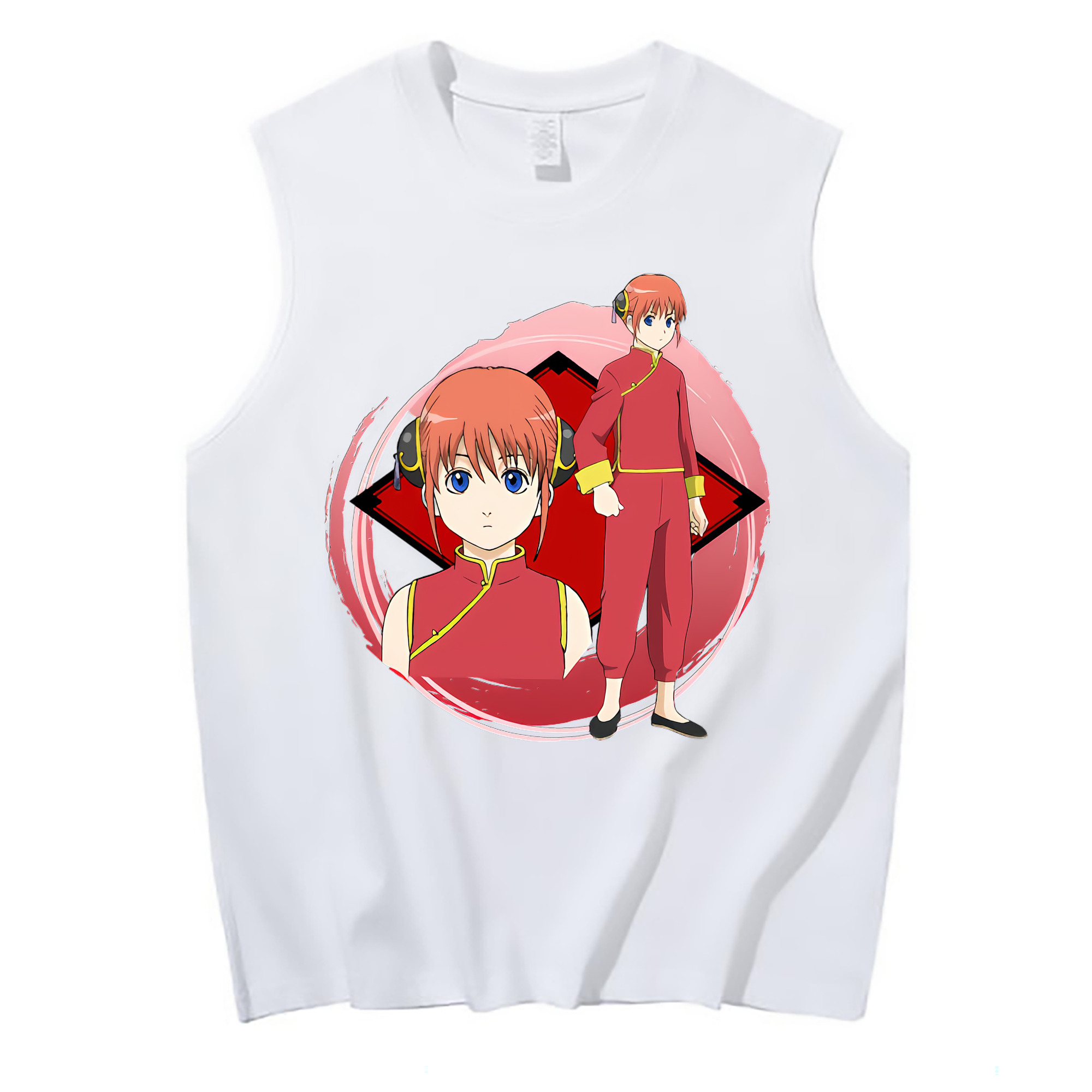 （画像用） ぎんたま 坂田銀時（さかたぎんとき） 神楽 志村新八（しむら しんぱち） GINTAMA Sakata Gintoki Kagura Shimura Shinpachi コットン100％タンクトップ（フロントプリント）