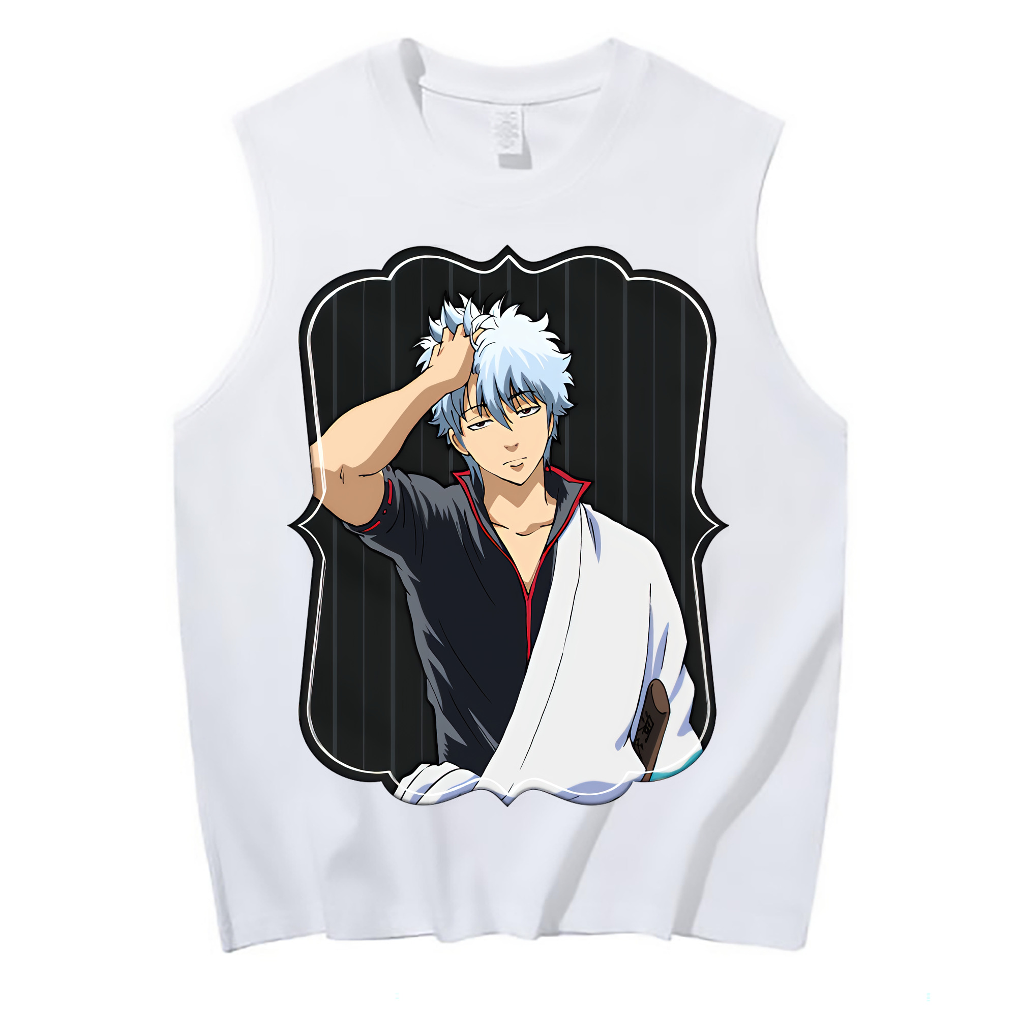 （画像用） ぎんたま 坂田銀時（さかたぎんとき） 神楽 志村新八（しむら しんぱち） GINTAMA Sakata Gintoki Kagura Shimura Shinpachi コットン100％タンクトップ（フロントプリント）