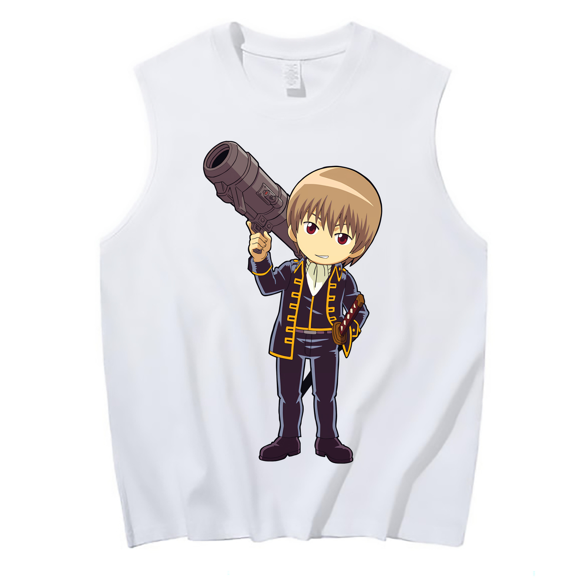 （画像用） ぎんたま 坂田銀時（さかたぎんとき） 神楽 志村新八（しむら しんぱち） GINTAMA Sakata Gintoki Kagura Shimura Shinpachi コットン100％タンクトップ（フロントプリント）