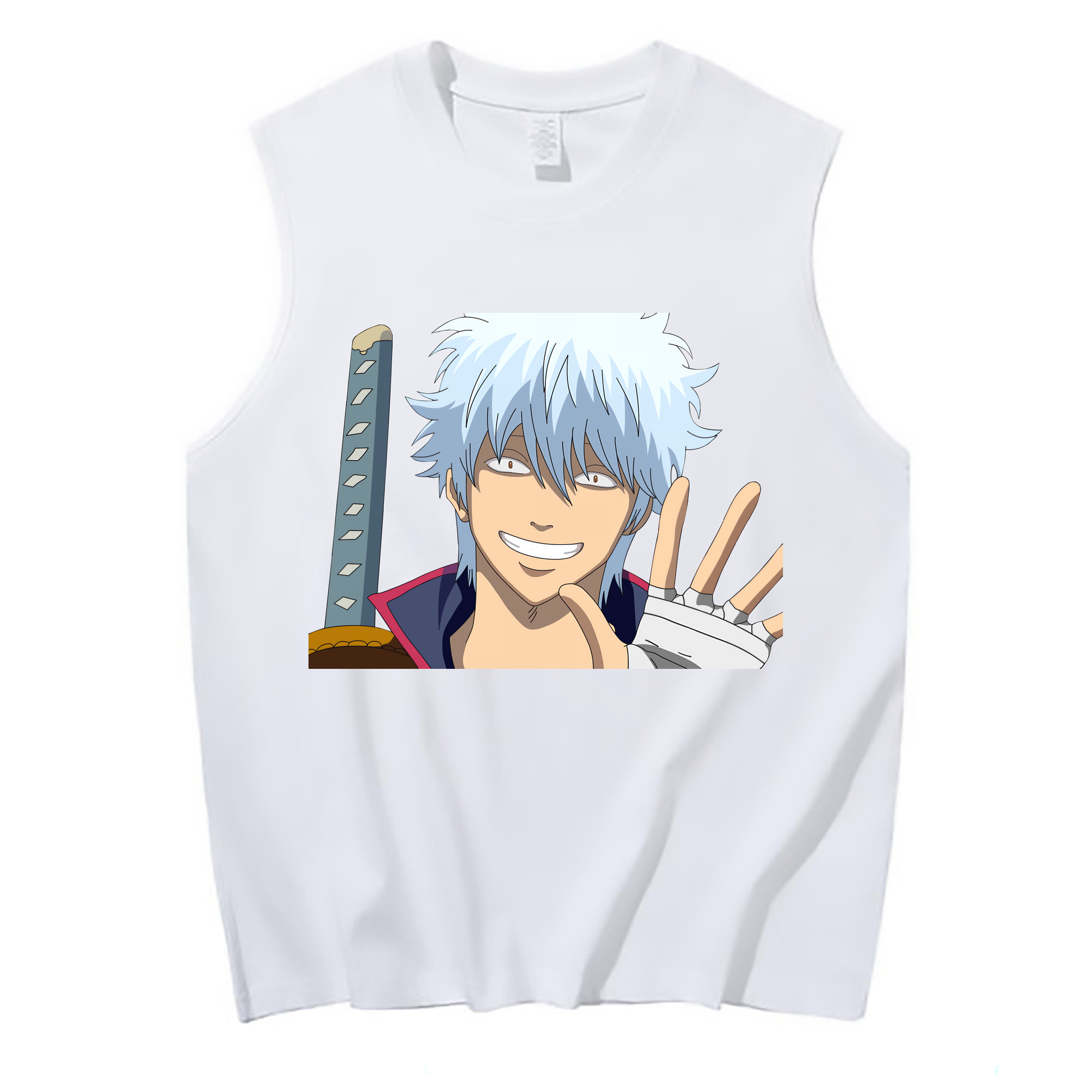 （画像用） ぎんたま 坂田銀時（さかたぎんとき） 神楽 志村新八（しむら しんぱち） GINTAMA Sakata Gintoki Kagura Shimura Shinpachi コットン100％タンクトップ（フロントプリント）