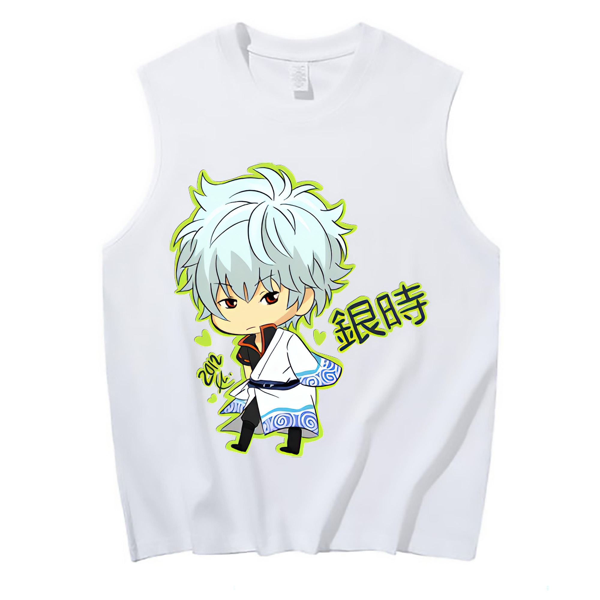 （画像用） ぎんたま 坂田銀時（さかたぎんとき） 神楽 志村新八（しむら しんぱち） GINTAMA Sakata Gintoki Kagura Shimura Shinpachi コットン100％タンクトップ（フロントプリント）