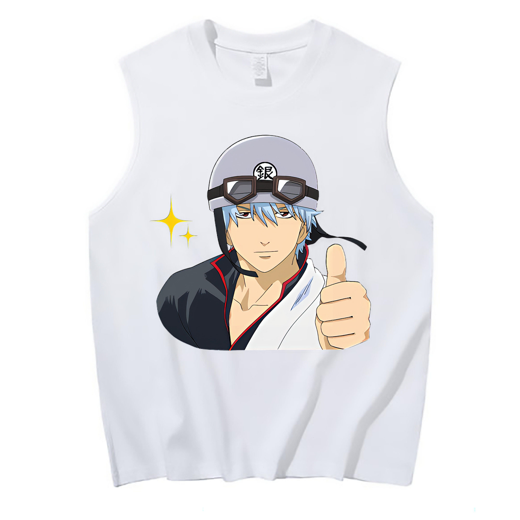 （画像用） ぎんたま 坂田銀時（さかたぎんとき） 神楽 志村新八（しむら しんぱち） GINTAMA Sakata Gintoki Kagura Shimura Shinpachi コットン100％タンクトップ（フロントプリント）