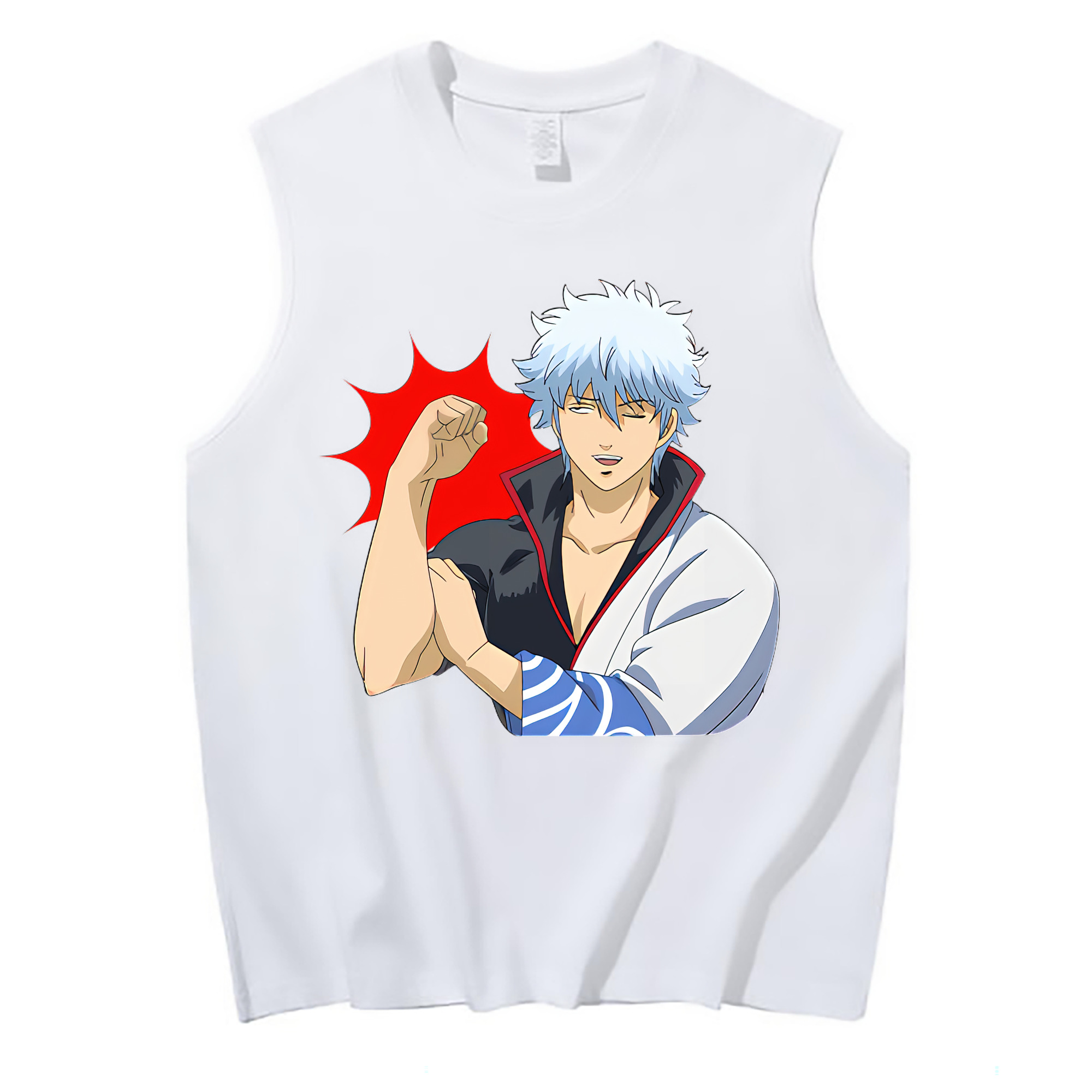 （画像用） ぎんたま 坂田銀時（さかたぎんとき） 神楽 志村新八（しむら しんぱち） GINTAMA Sakata Gintoki Kagura Shimura Shinpachi コットン100％タンクトップ（フロントプリント）