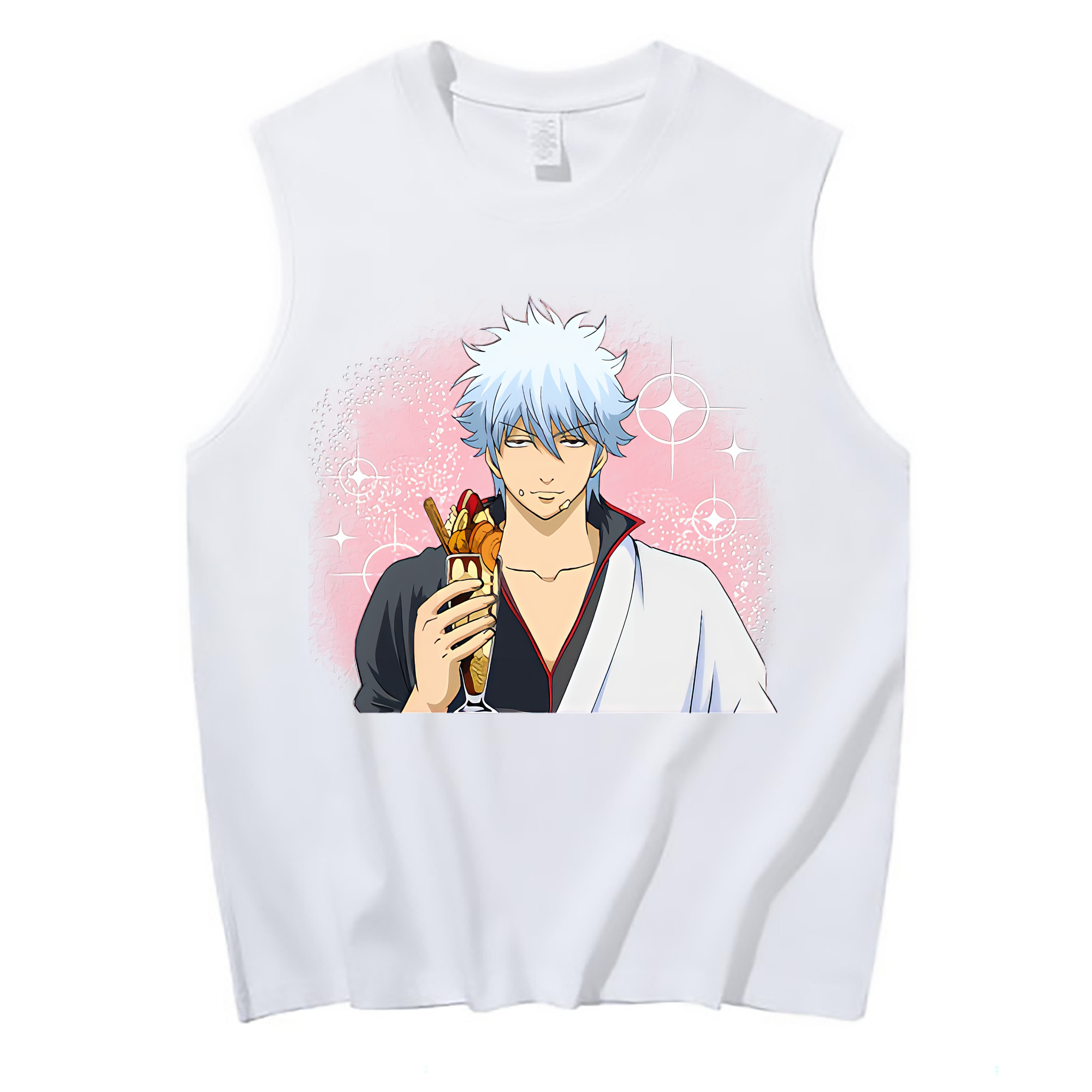 （画像用） ぎんたま 坂田銀時（さかたぎんとき） 神楽 志村新八（しむら しんぱち） GINTAMA Sakata Gintoki Kagura Shimura Shinpachi コットン100％タンクトップ（フロントプリント）