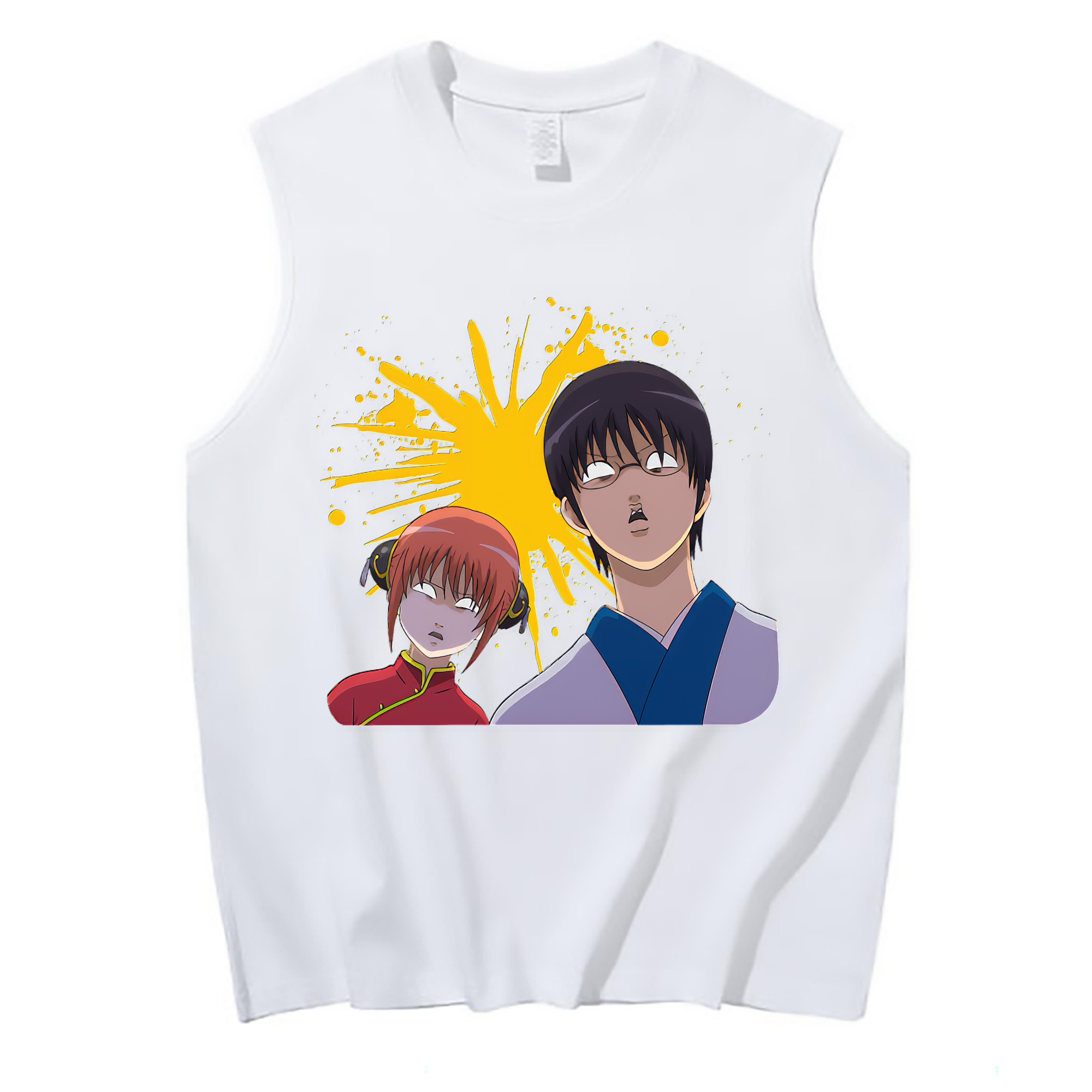 （画像用） ぎんたま 坂田銀時（さかたぎんとき） 神楽 志村新八（しむら しんぱち） GINTAMA Sakata Gintoki Kagura Shimura Shinpachi コットン100％タンクトップ（フロントプリント）
