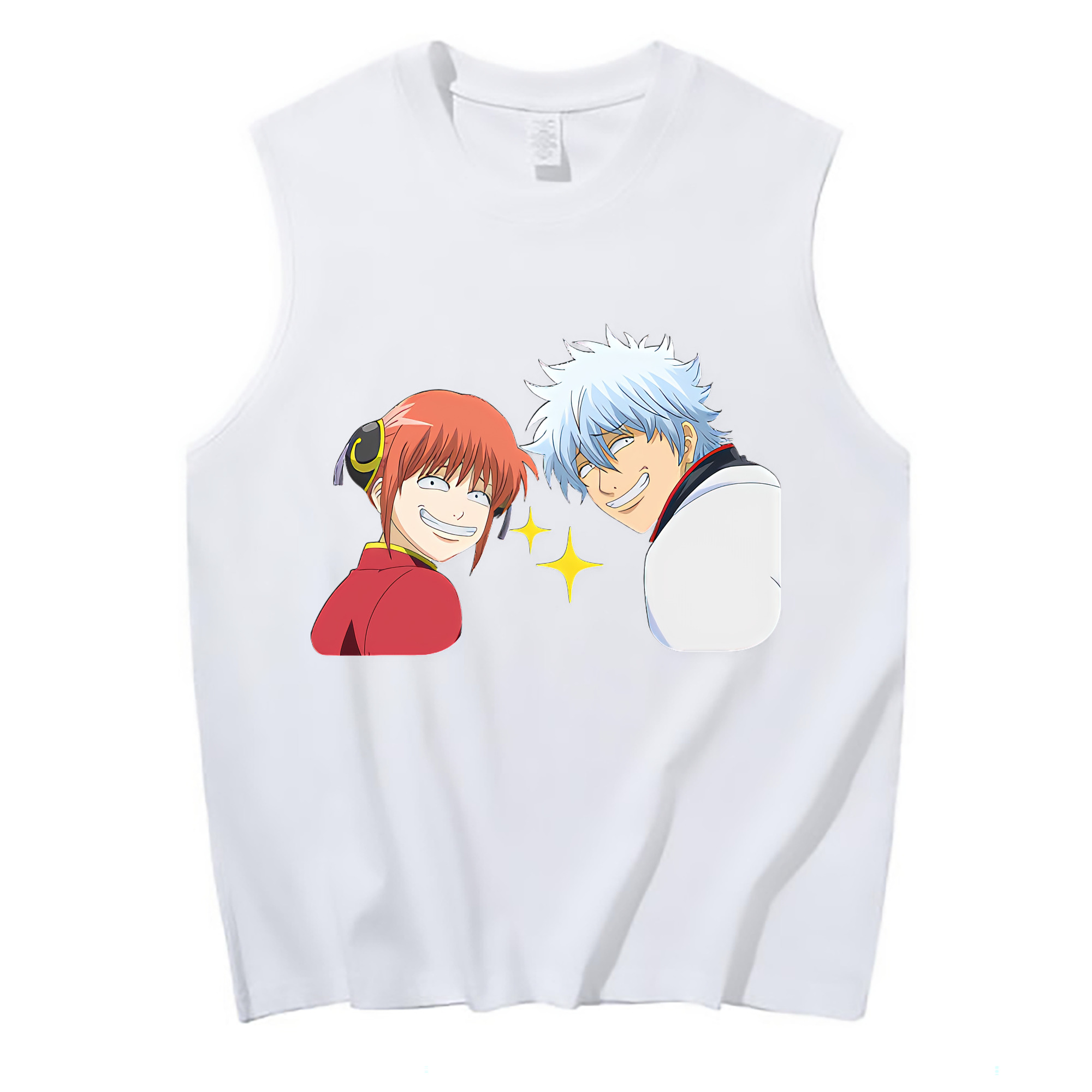 （画像用） ぎんたま 坂田銀時（さかたぎんとき） 神楽 志村新八（しむら しんぱち） GINTAMA Sakata Gintoki Kagura Shimura Shinpachi コットン100％タンクトップ（フロントプリント）