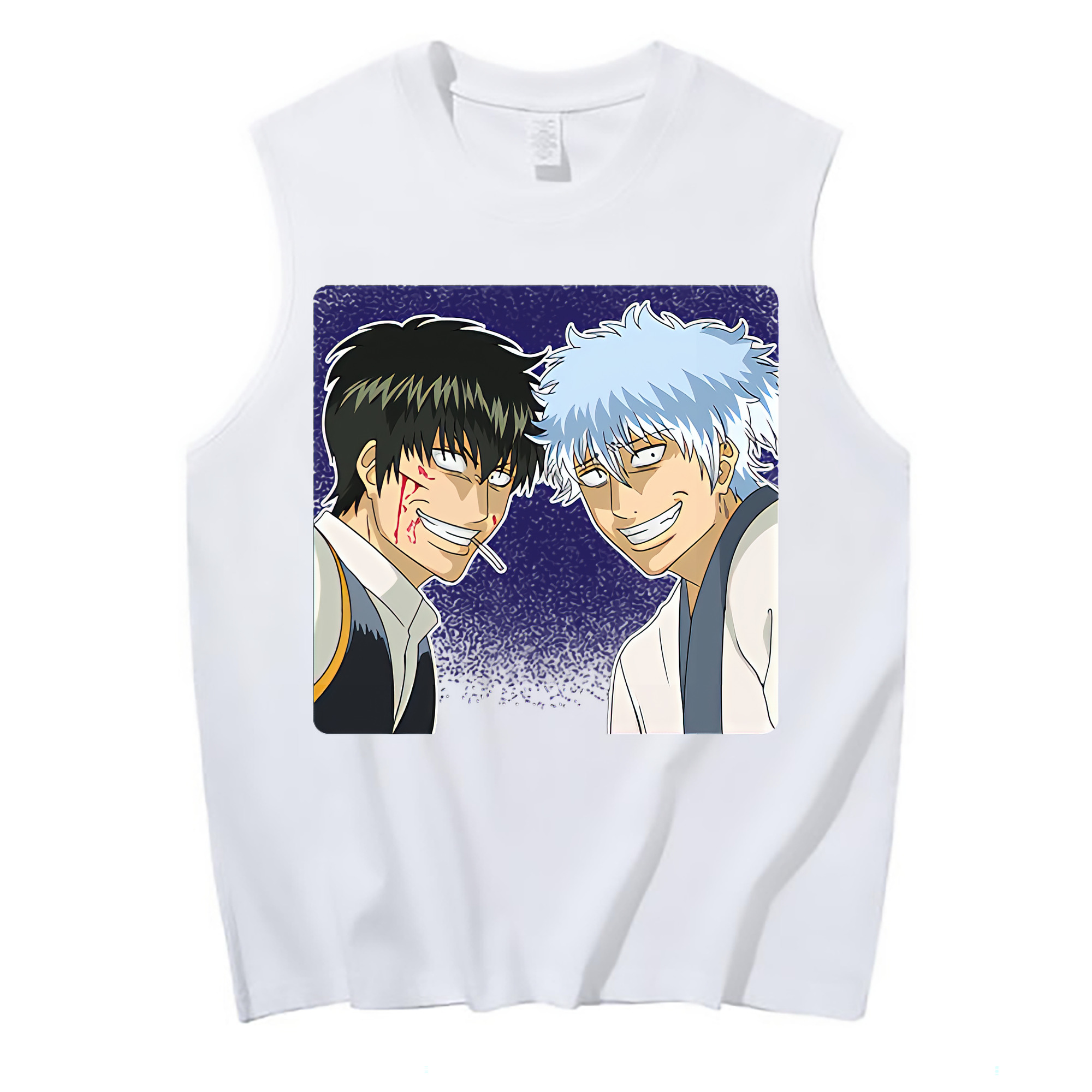 （画像用） ぎんたま 坂田銀時（さかたぎんとき） 神楽 志村新八（しむら しんぱち） GINTAMA Sakata Gintoki Kagura Shimura Shinpachi コットン100％タンクトップ（フロントプリント）