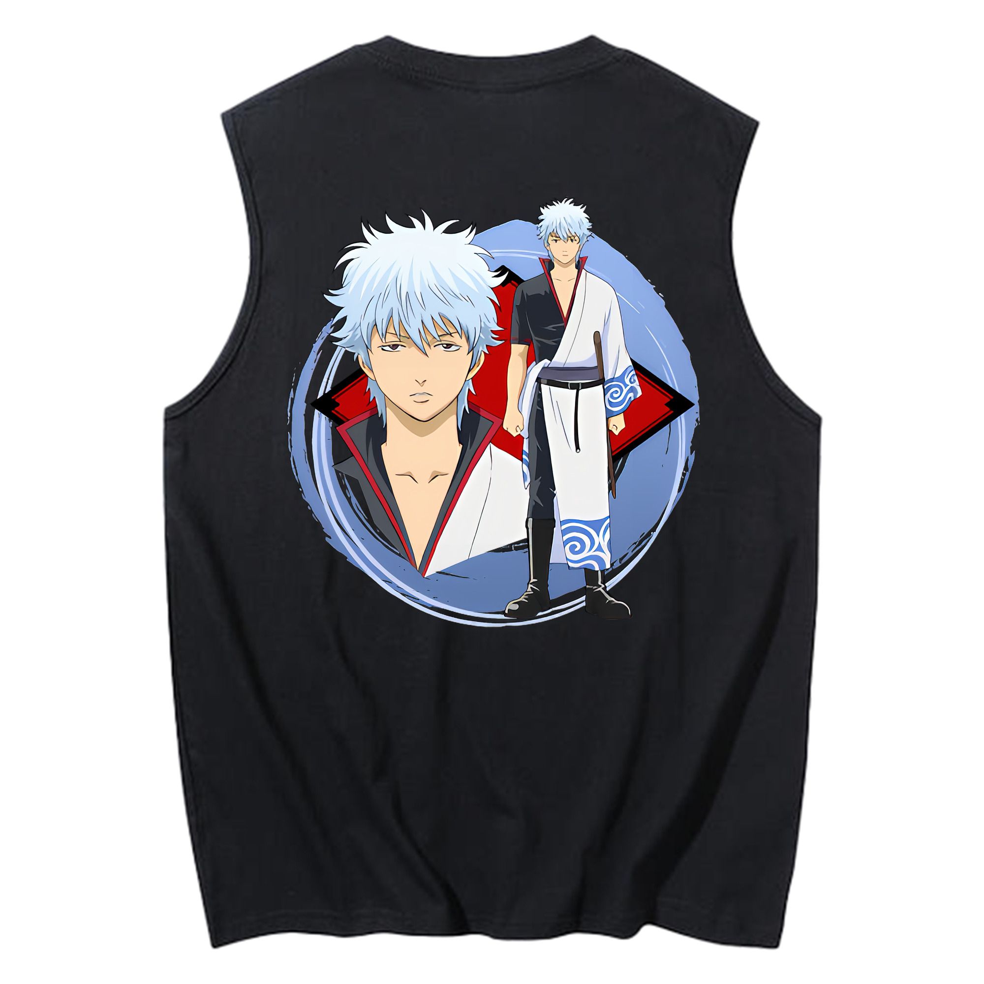 （画像用） ぎんたま 坂田銀時（さかたぎんとき） 神楽 志村新八（しむら しんぱち） GINTAMA Sakata Gintoki Kagura Shimura Shinpachi コットン100％タンクトップ（背面プリント）