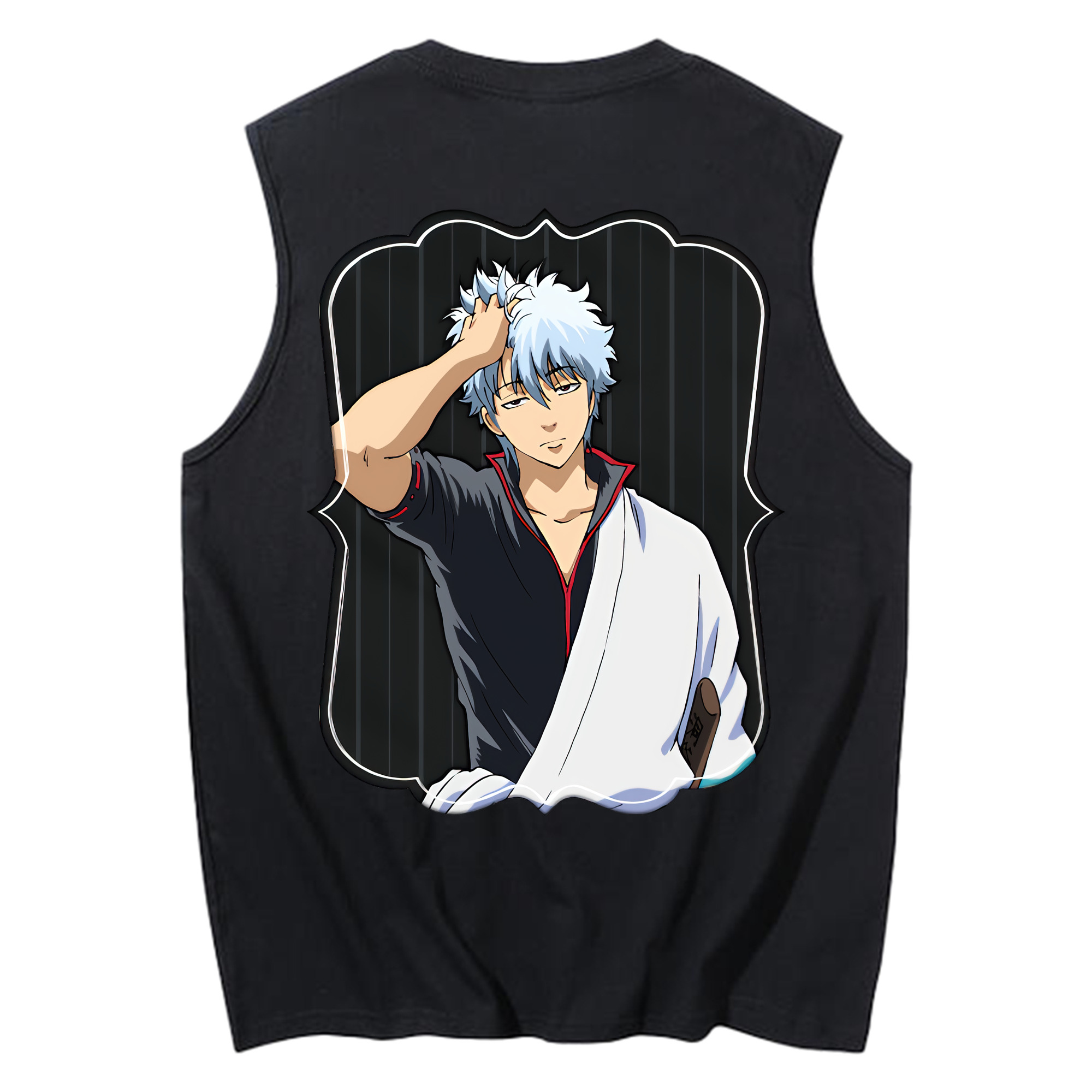 （画像用） ぎんたま 坂田銀時（さかたぎんとき） 神楽 志村新八（しむら しんぱち） GINTAMA Sakata Gintoki Kagura Shimura Shinpachi コットン100％タンクトップ（背面プリント）