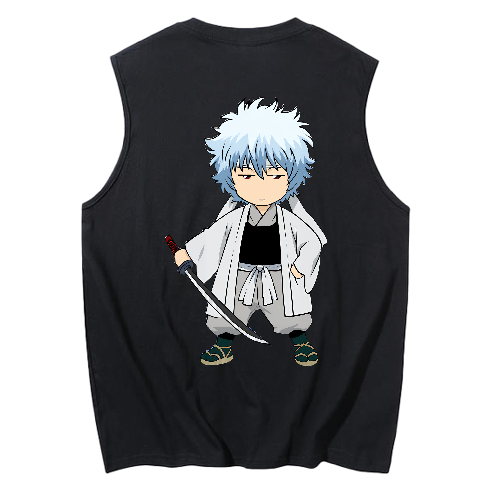 （画像用） ぎんたま 坂田銀時（さかたぎんとき） 神楽 志村新八（しむら しんぱち） GINTAMA Sakata Gintoki Kagura Shimura Shinpachi コットン100％タンクトップ（背面プリント）