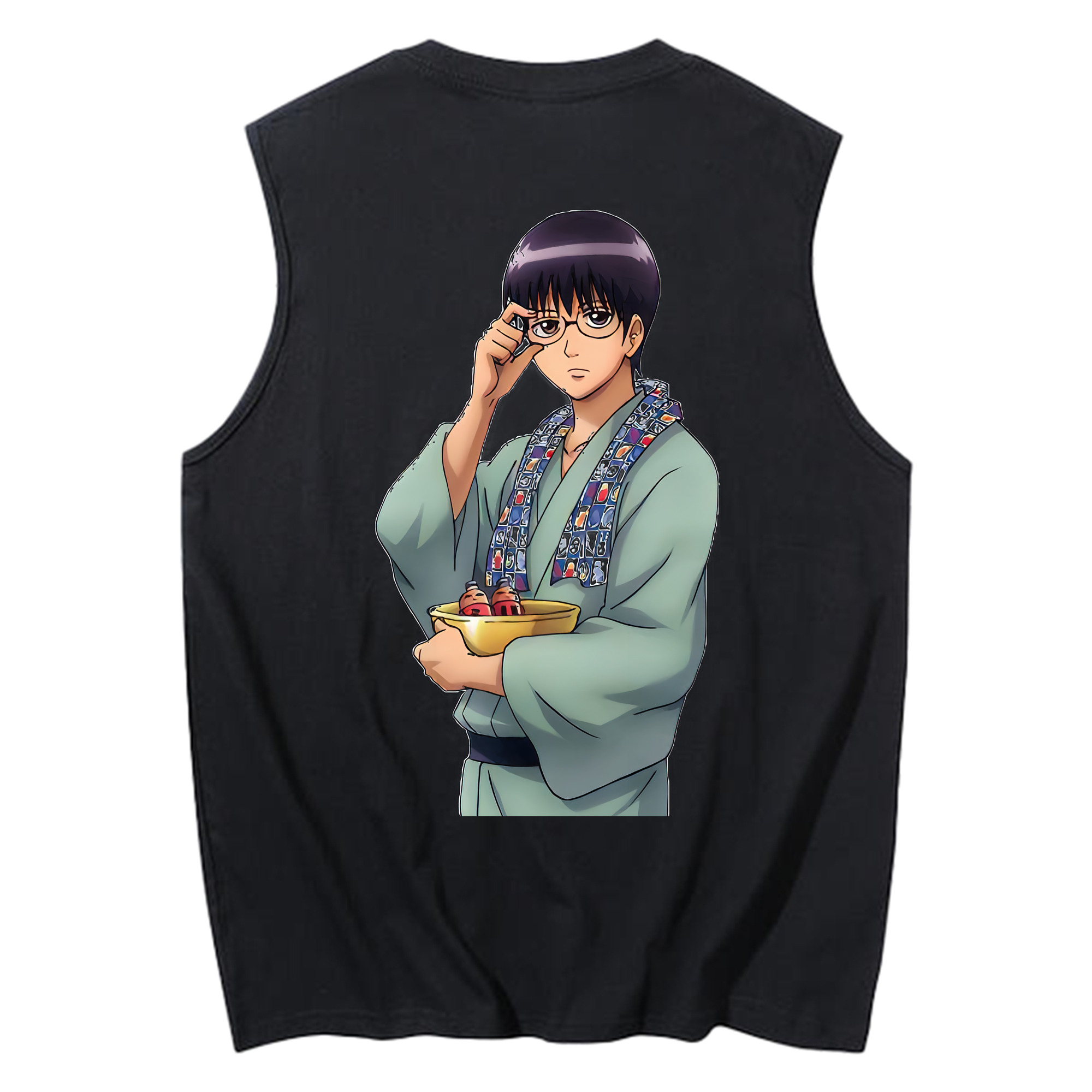 （画像用） ぎんたま 坂田銀時（さかたぎんとき） 神楽 志村新八（しむら しんぱち） GINTAMA Sakata Gintoki Kagura Shimura Shinpachi コットン100％タンクトップ（背面プリント）