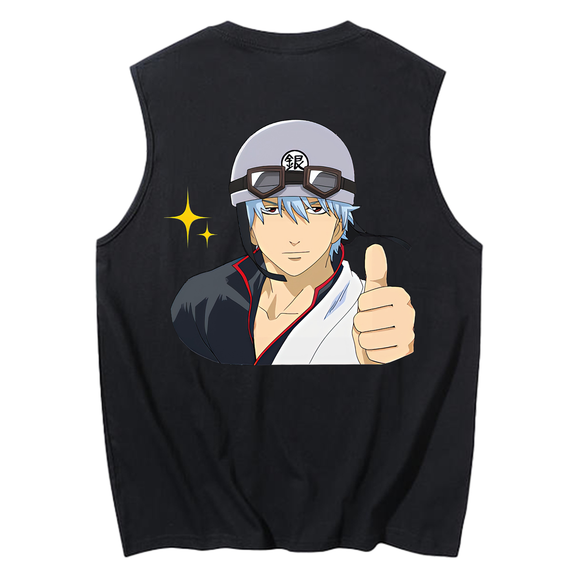 （画像用） ぎんたま 坂田銀時（さかたぎんとき） 神楽 志村新八（しむら しんぱち） GINTAMA Sakata Gintoki Kagura Shimura Shinpachi コットン100％タンクトップ（背面プリント）