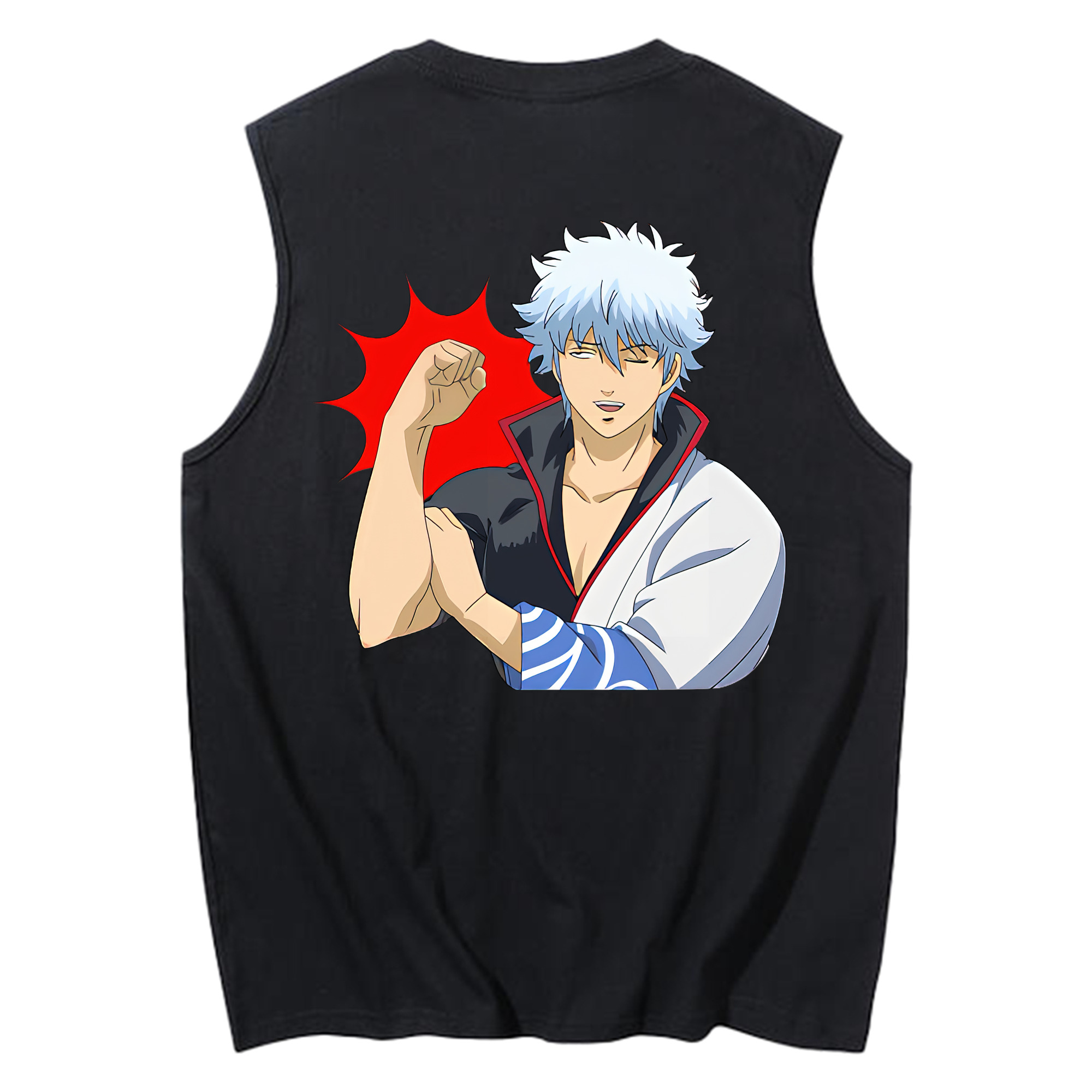 （画像用） ぎんたま 坂田銀時（さかたぎんとき） 神楽 志村新八（しむら しんぱち） GINTAMA Sakata Gintoki Kagura Shimura Shinpachi コットン100％タンクトップ（背面プリント）