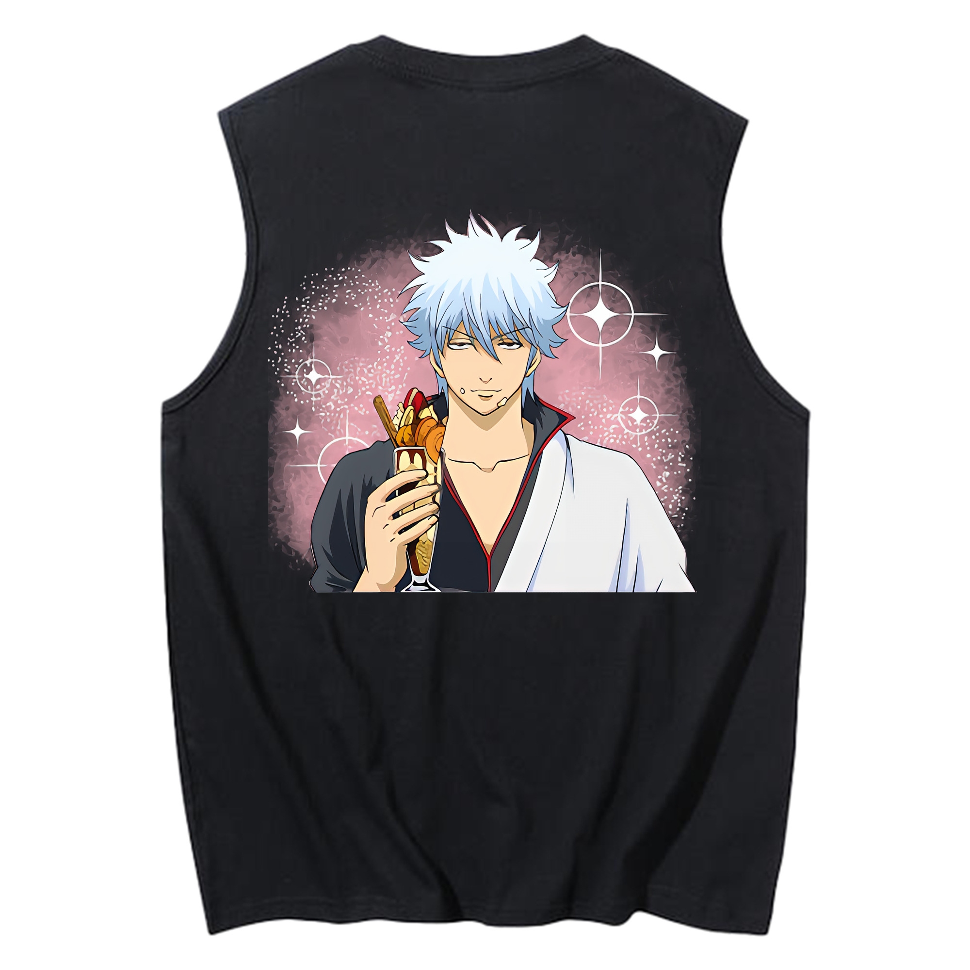 （画像用） ぎんたま 坂田銀時（さかたぎんとき） 神楽 志村新八（しむら しんぱち） GINTAMA Sakata Gintoki Kagura Shimura Shinpachi コットン100％タンクトップ（背面プリント）